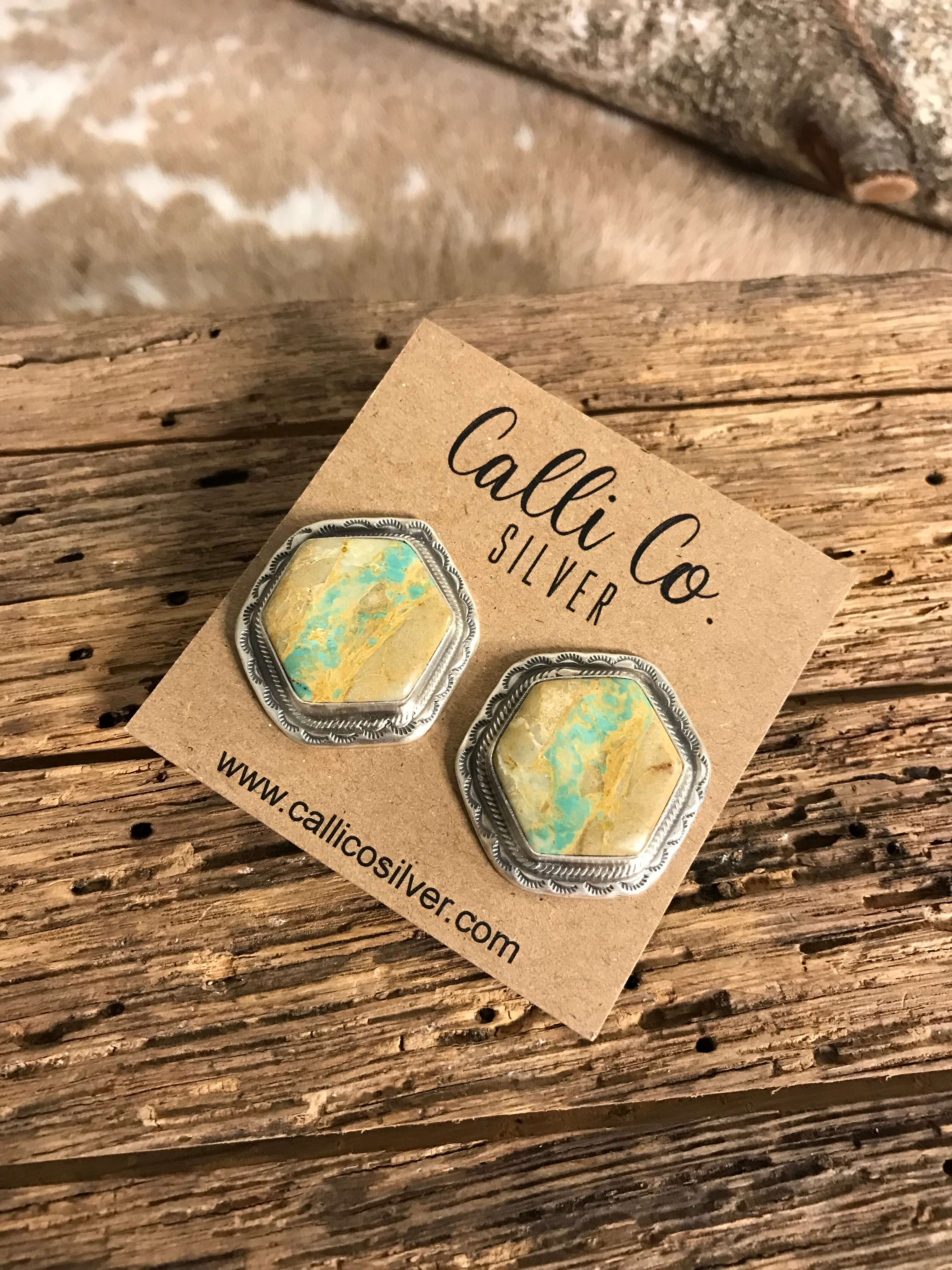 The Ribbon Studs, 1-Earrings-Calli Co., Turquoise and Silver Jewelry, Native American Handmade, Zuni Tribe, Navajo Tribe, Brock Texas