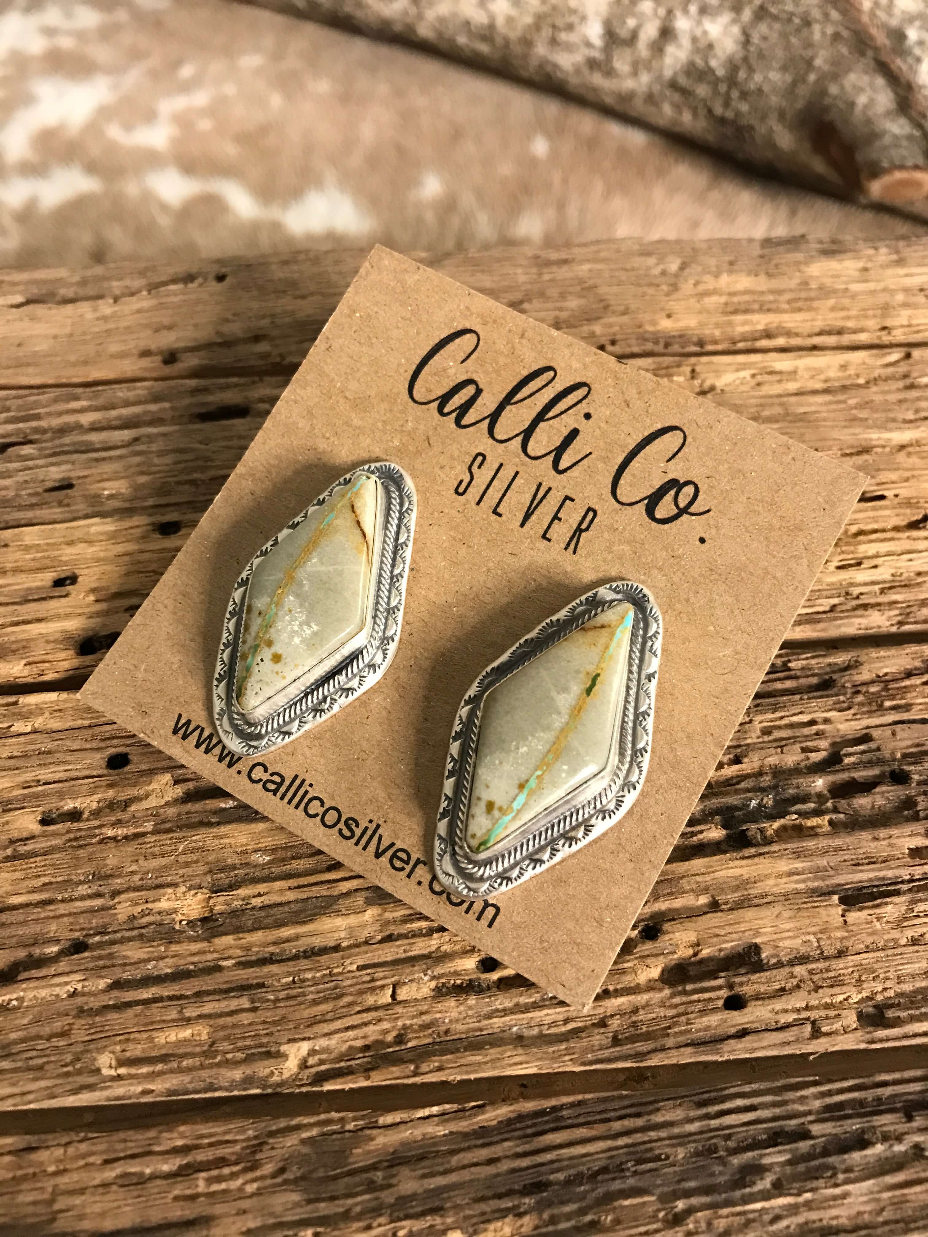 The Ribbon Studs, 2-Earrings-Calli Co., Turquoise and Silver Jewelry, Native American Handmade, Zuni Tribe, Navajo Tribe, Brock Texas