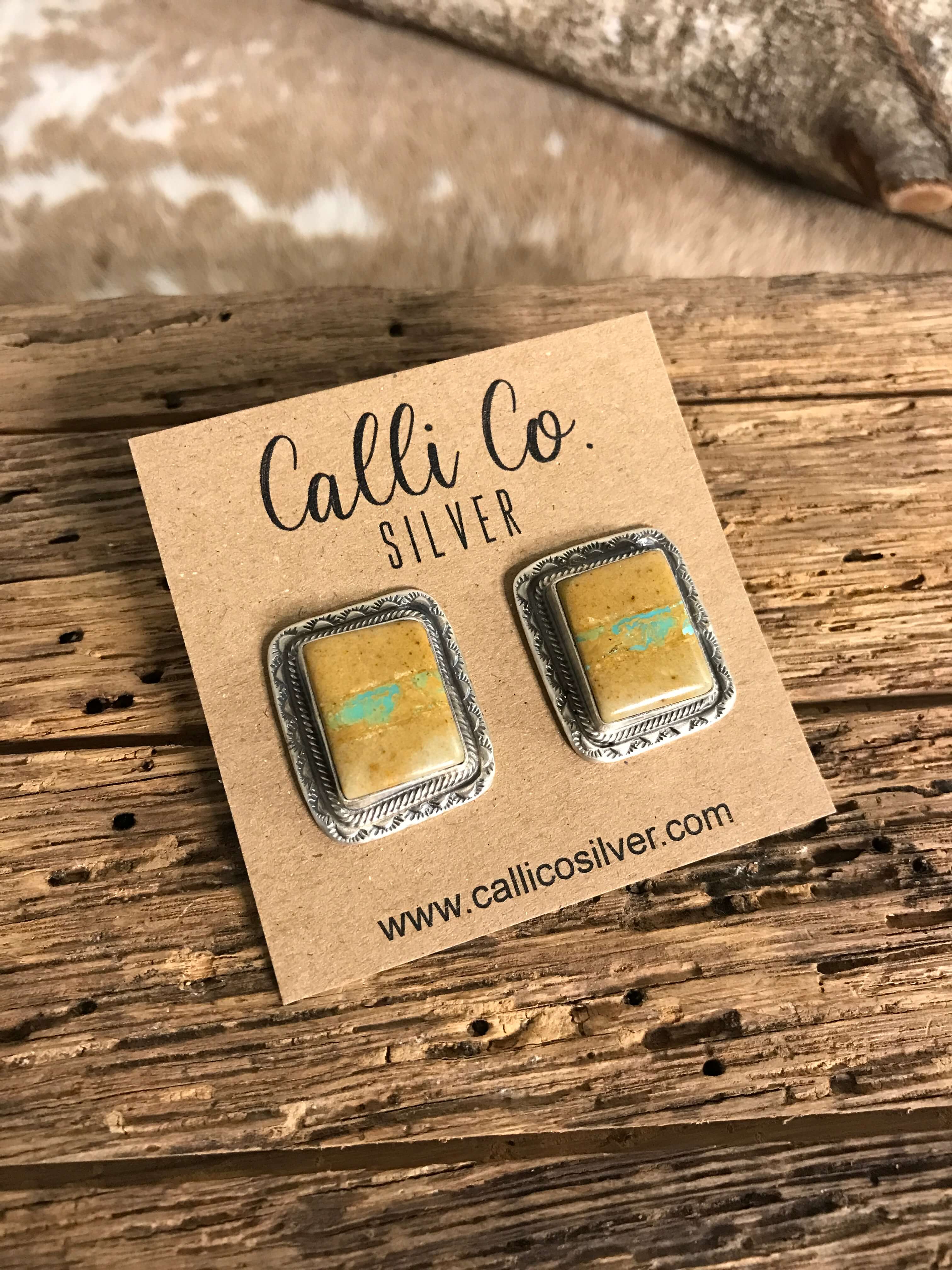 The Ribbon Studs, 4-Earrings-Calli Co., Turquoise and Silver Jewelry, Native American Handmade, Zuni Tribe, Navajo Tribe, Brock Texas