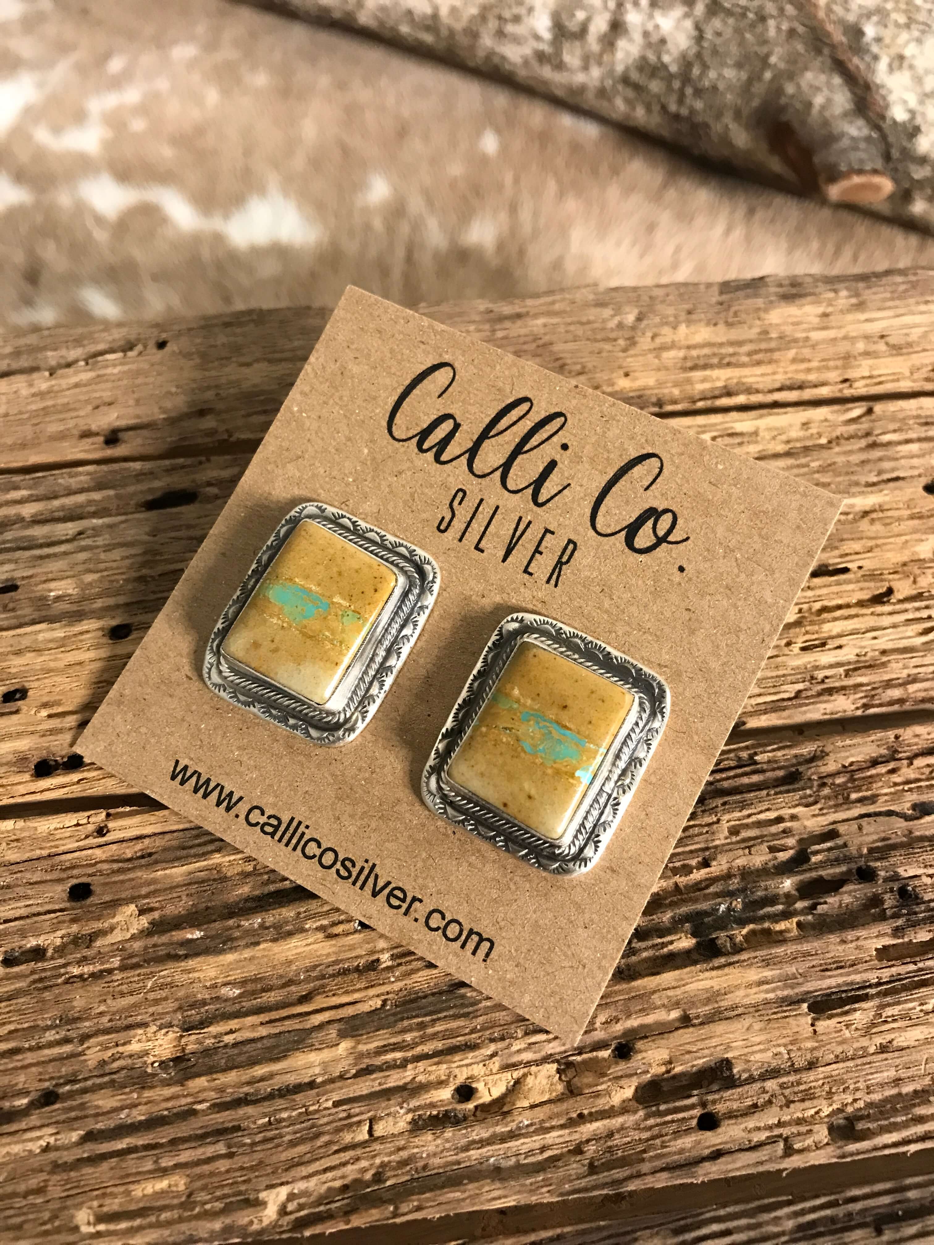 The Ribbon Studs, 4-Earrings-Calli Co., Turquoise and Silver Jewelry, Native American Handmade, Zuni Tribe, Navajo Tribe, Brock Texas