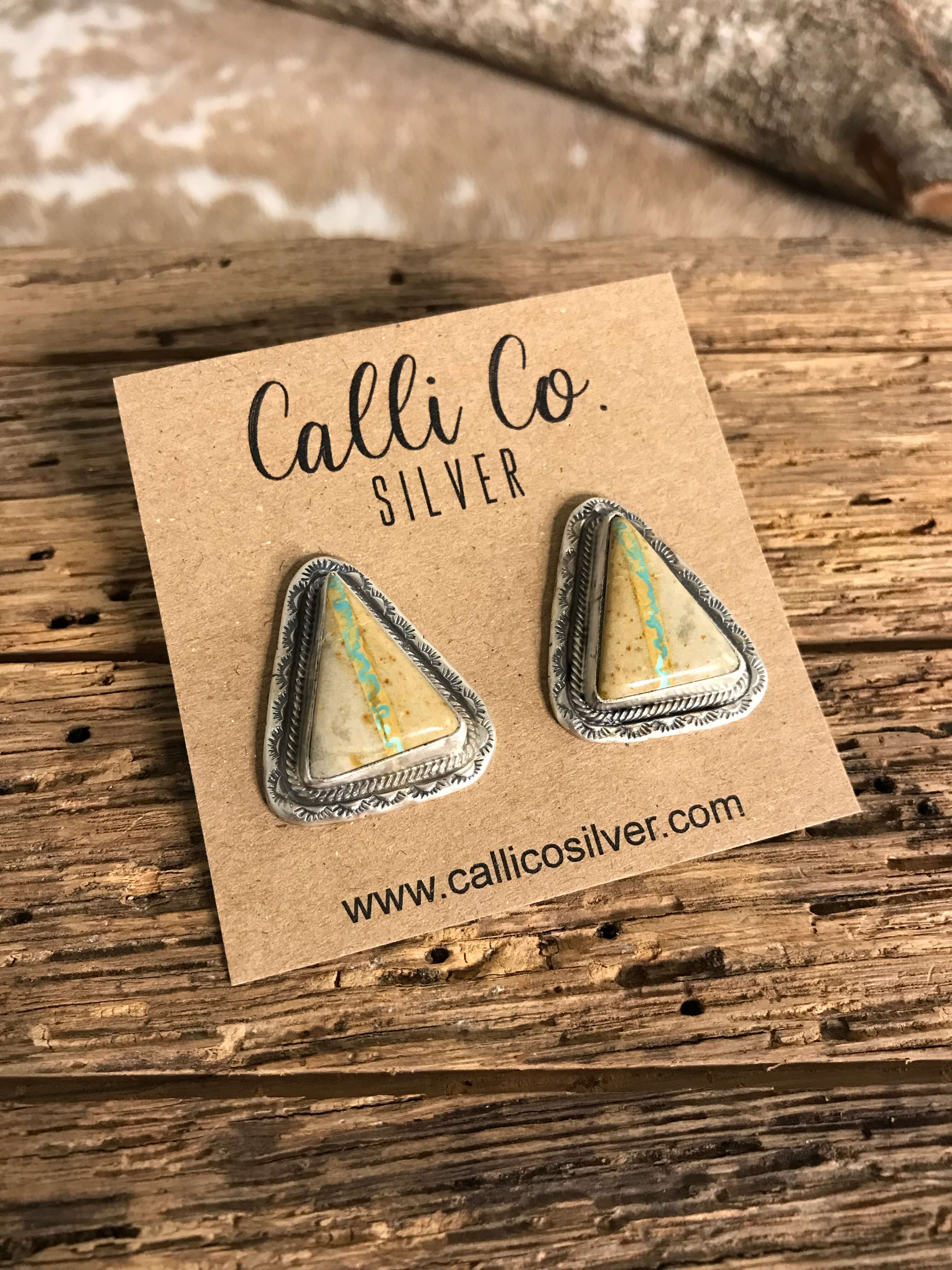 The Ribbon Studs, 5-Earrings-Calli Co., Turquoise and Silver Jewelry, Native American Handmade, Zuni Tribe, Navajo Tribe, Brock Texas