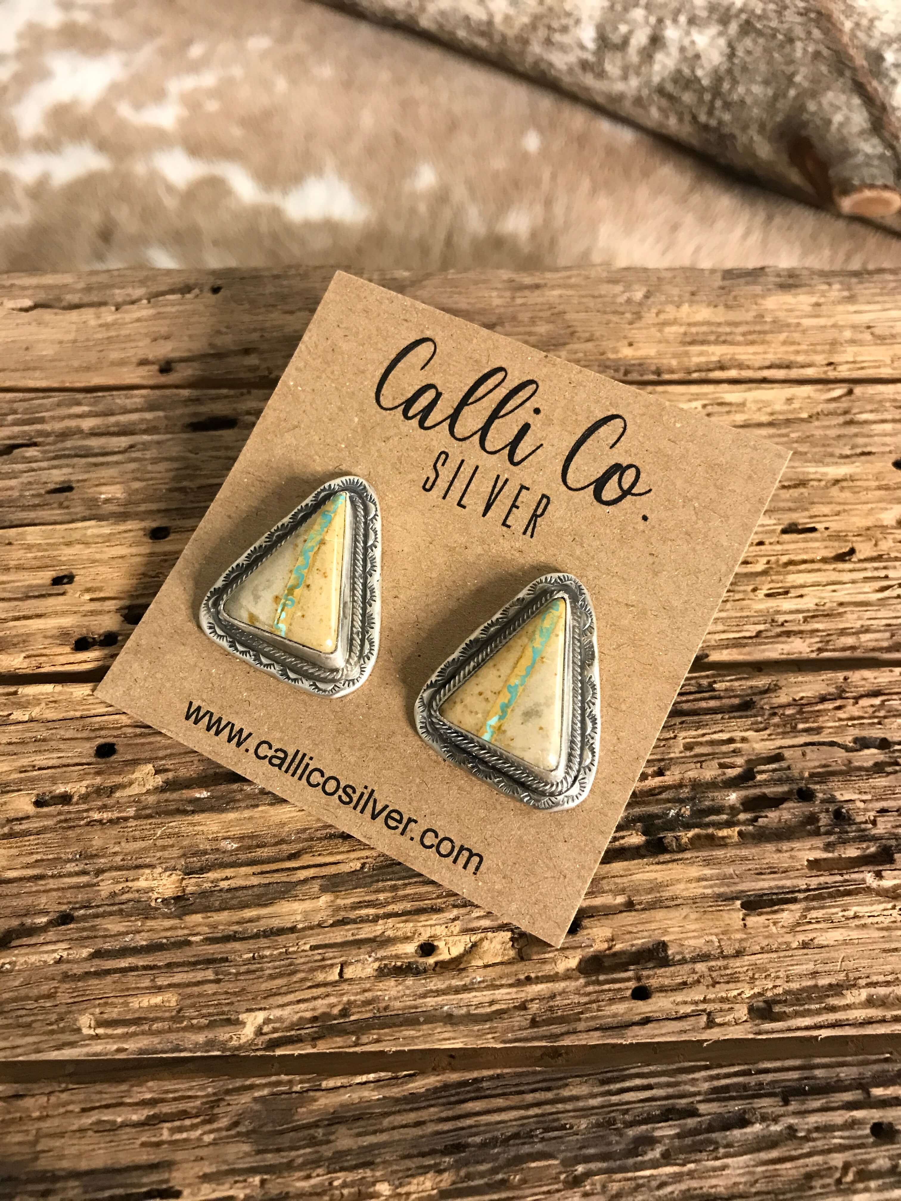 The Ribbon Studs, 5-Earrings-Calli Co., Turquoise and Silver Jewelry, Native American Handmade, Zuni Tribe, Navajo Tribe, Brock Texas
