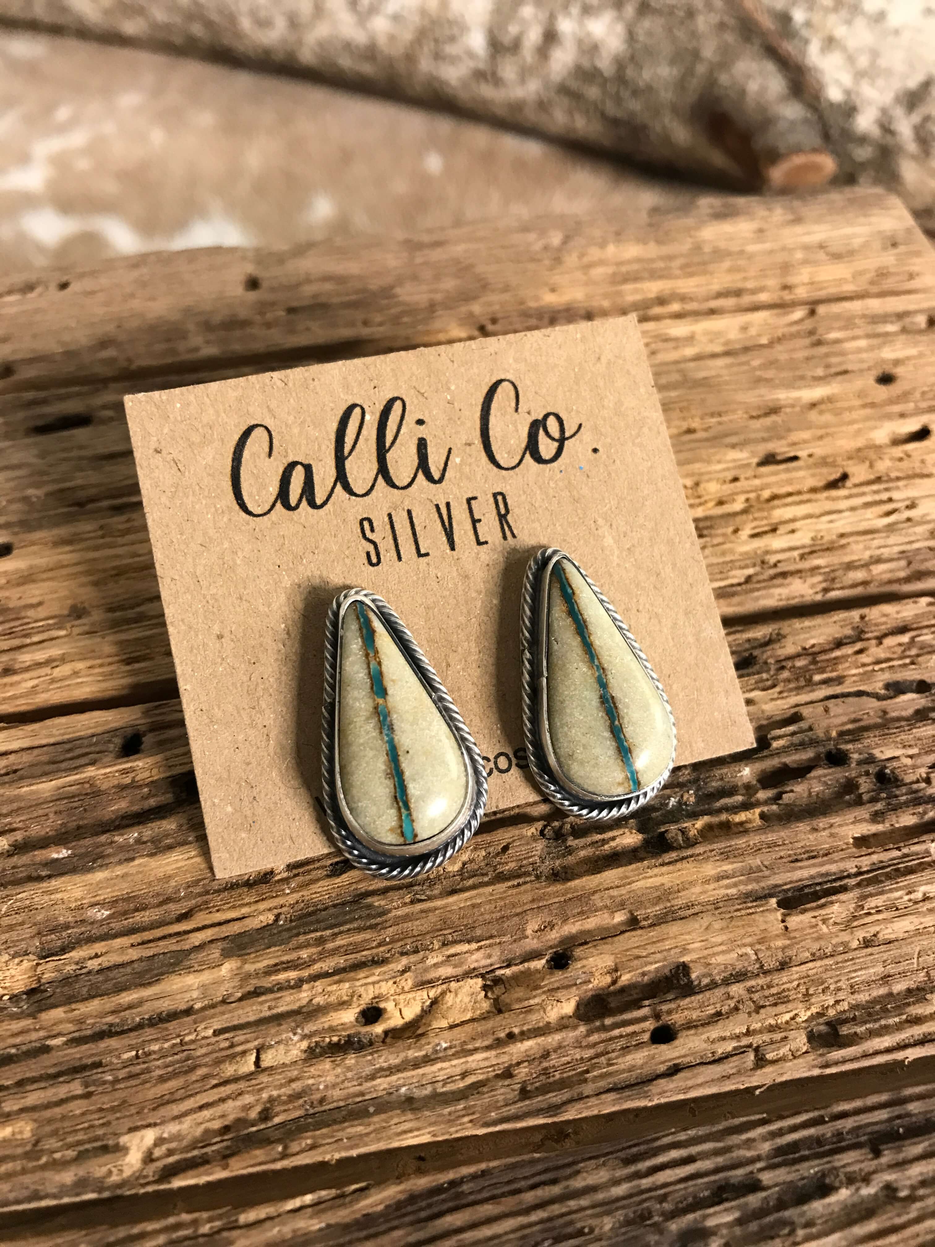 The Ribbon Studs, 7-Earrings-Calli Co., Turquoise and Silver Jewelry, Native American Handmade, Zuni Tribe, Navajo Tribe, Brock Texas