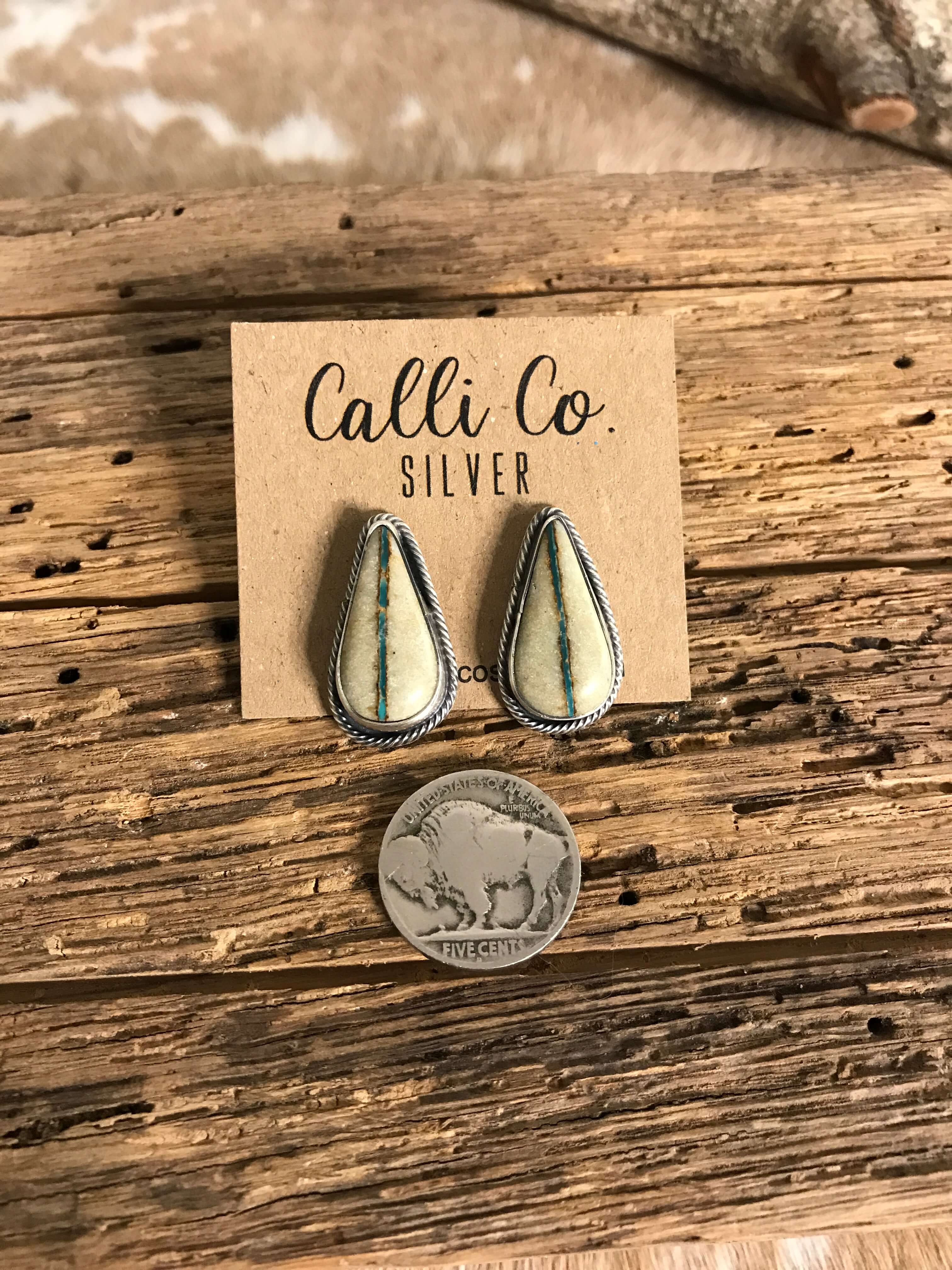 The Ribbon Studs, 7-Earrings-Calli Co., Turquoise and Silver Jewelry, Native American Handmade, Zuni Tribe, Navajo Tribe, Brock Texas