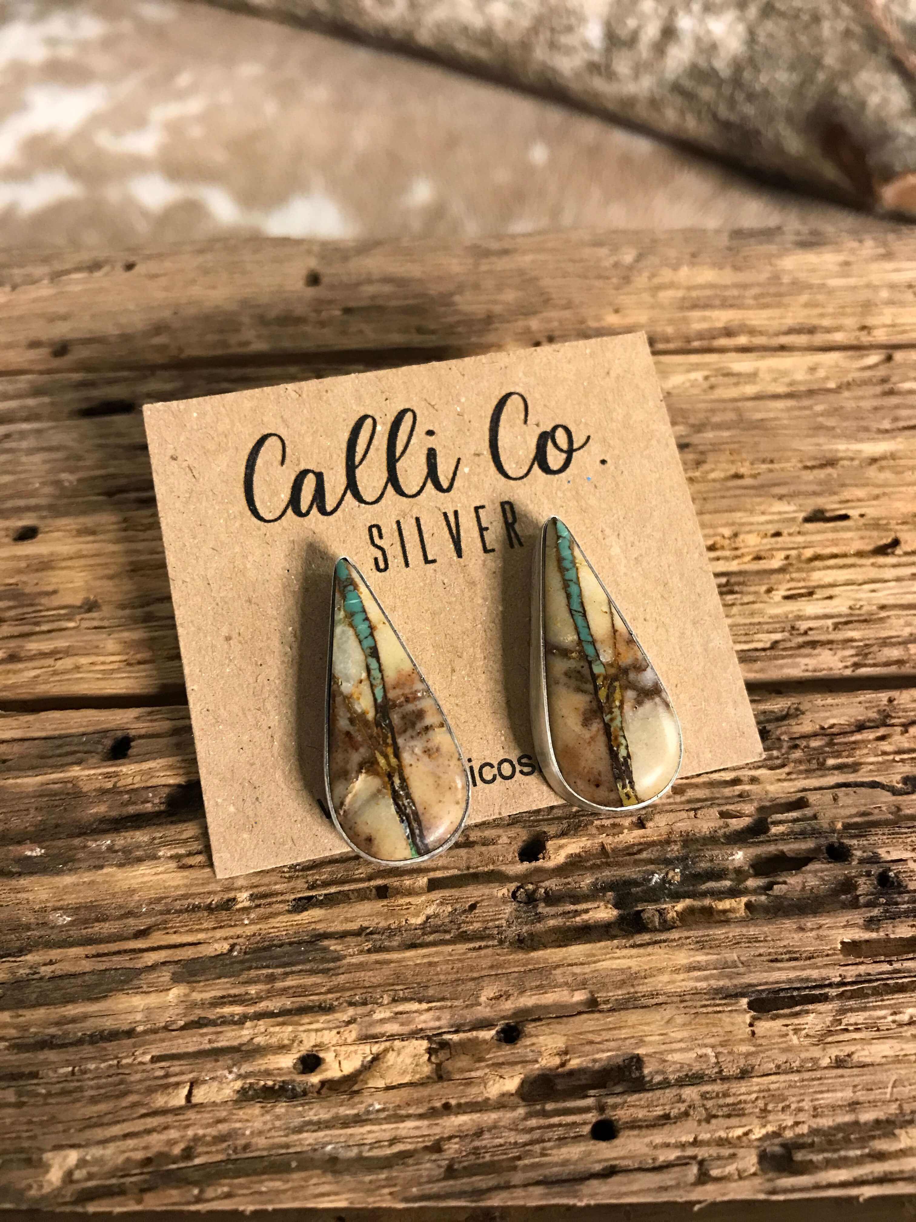 The Ribbon Studs, 8-Earrings-Calli Co., Turquoise and Silver Jewelry, Native American Handmade, Zuni Tribe, Navajo Tribe, Brock Texas