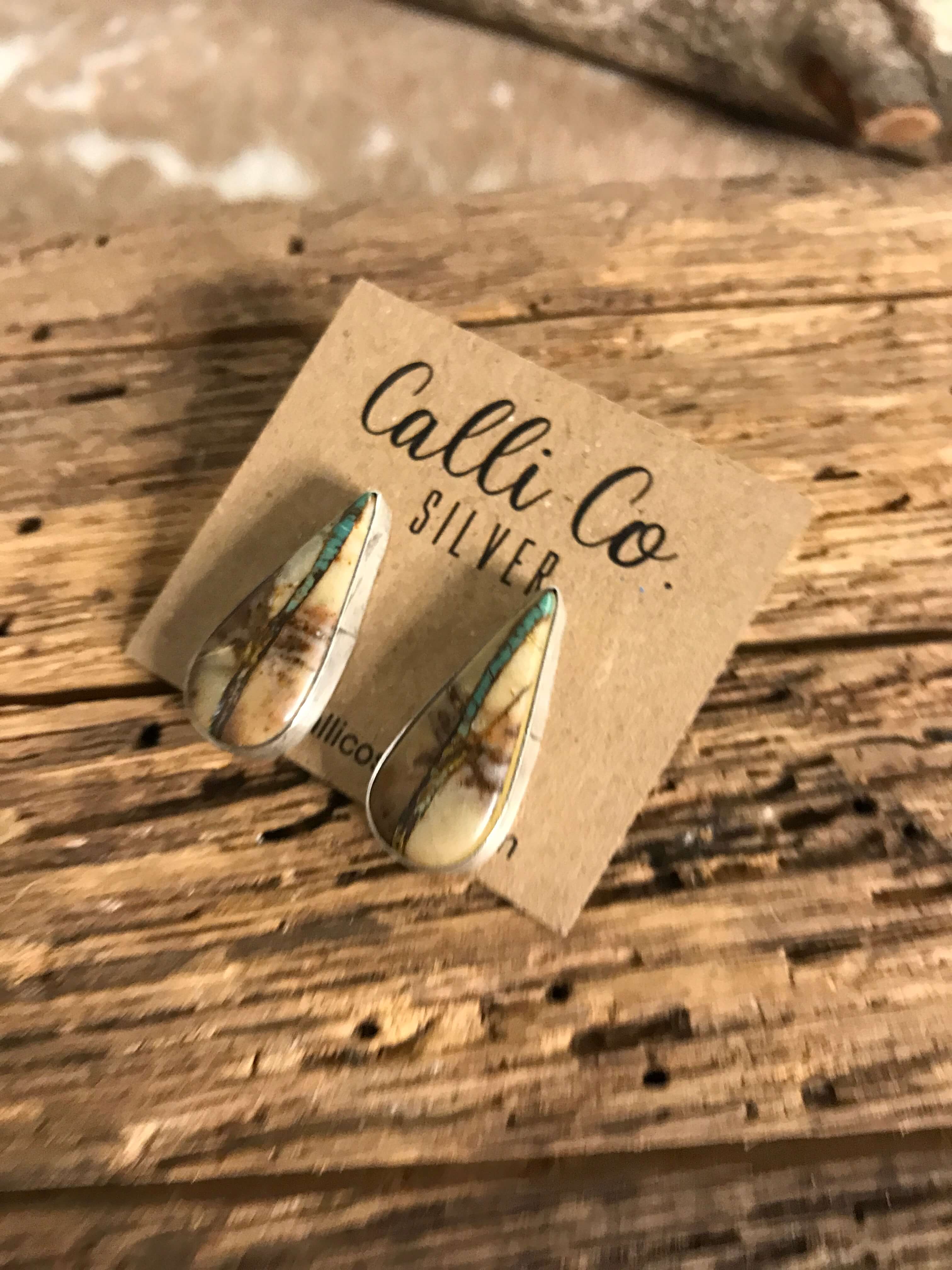 The Ribbon Studs, 8-Earrings-Calli Co., Turquoise and Silver Jewelry, Native American Handmade, Zuni Tribe, Navajo Tribe, Brock Texas