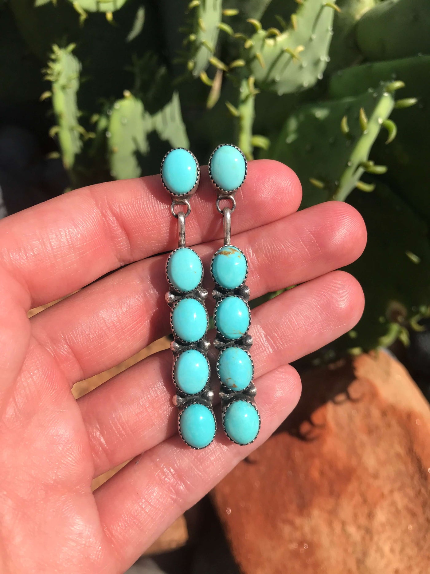 The Mykonos Earrings, 7-Earrings-Calli Co., Turquoise and Silver Jewelry, Native American Handmade, Zuni Tribe, Navajo Tribe, Brock Texas