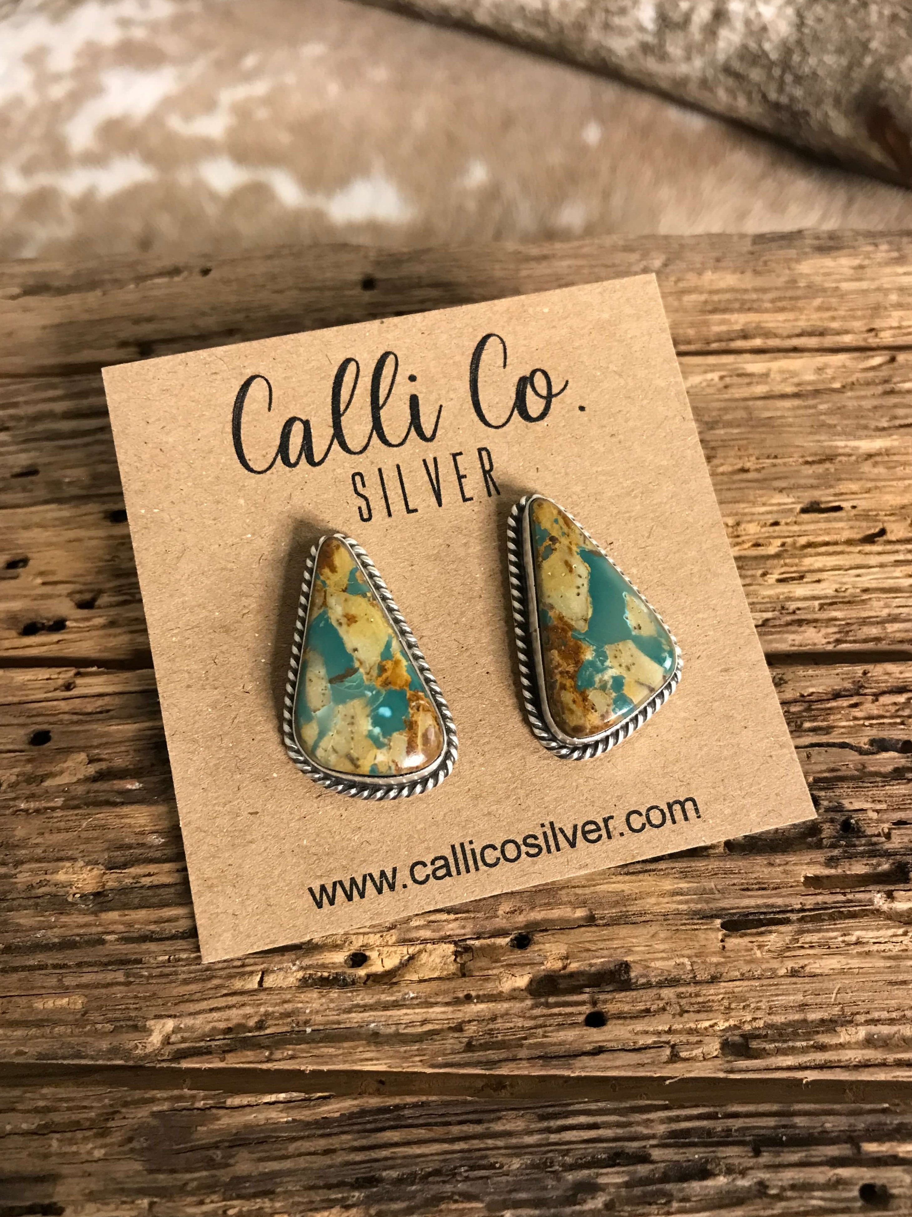 The Ribbon Studs, 15-Earrings-Calli Co., Turquoise and Silver Jewelry, Native American Handmade, Zuni Tribe, Navajo Tribe, Brock Texas