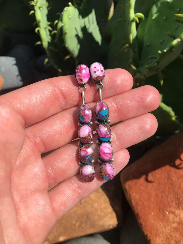 The Mykonos Earrings, 1-Earrings-Calli Co., Turquoise and Silver Jewelry, Native American Handmade, Zuni Tribe, Navajo Tribe, Brock Texas