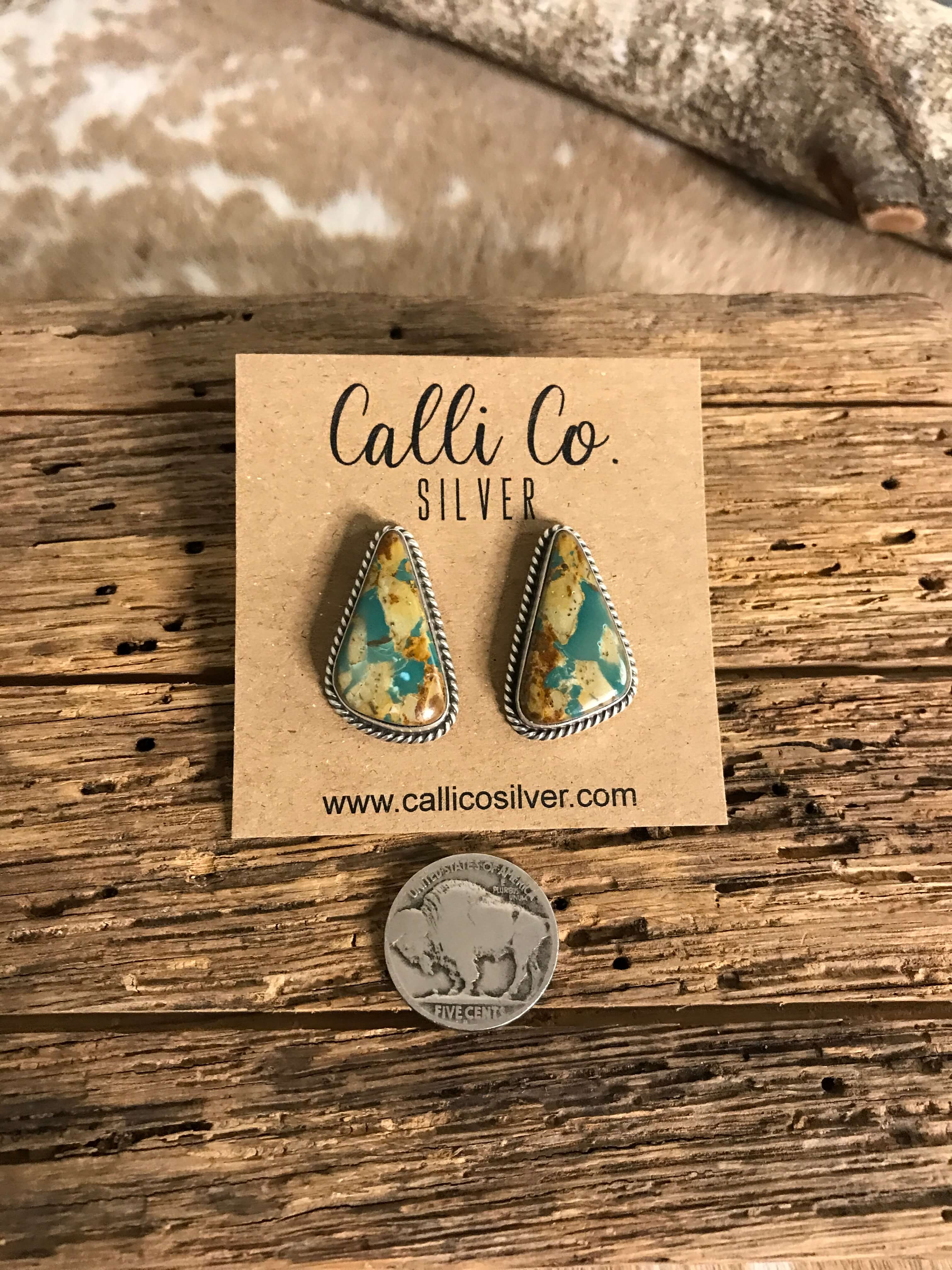 The Ribbon Studs, 15-Earrings-Calli Co., Turquoise and Silver Jewelry, Native American Handmade, Zuni Tribe, Navajo Tribe, Brock Texas