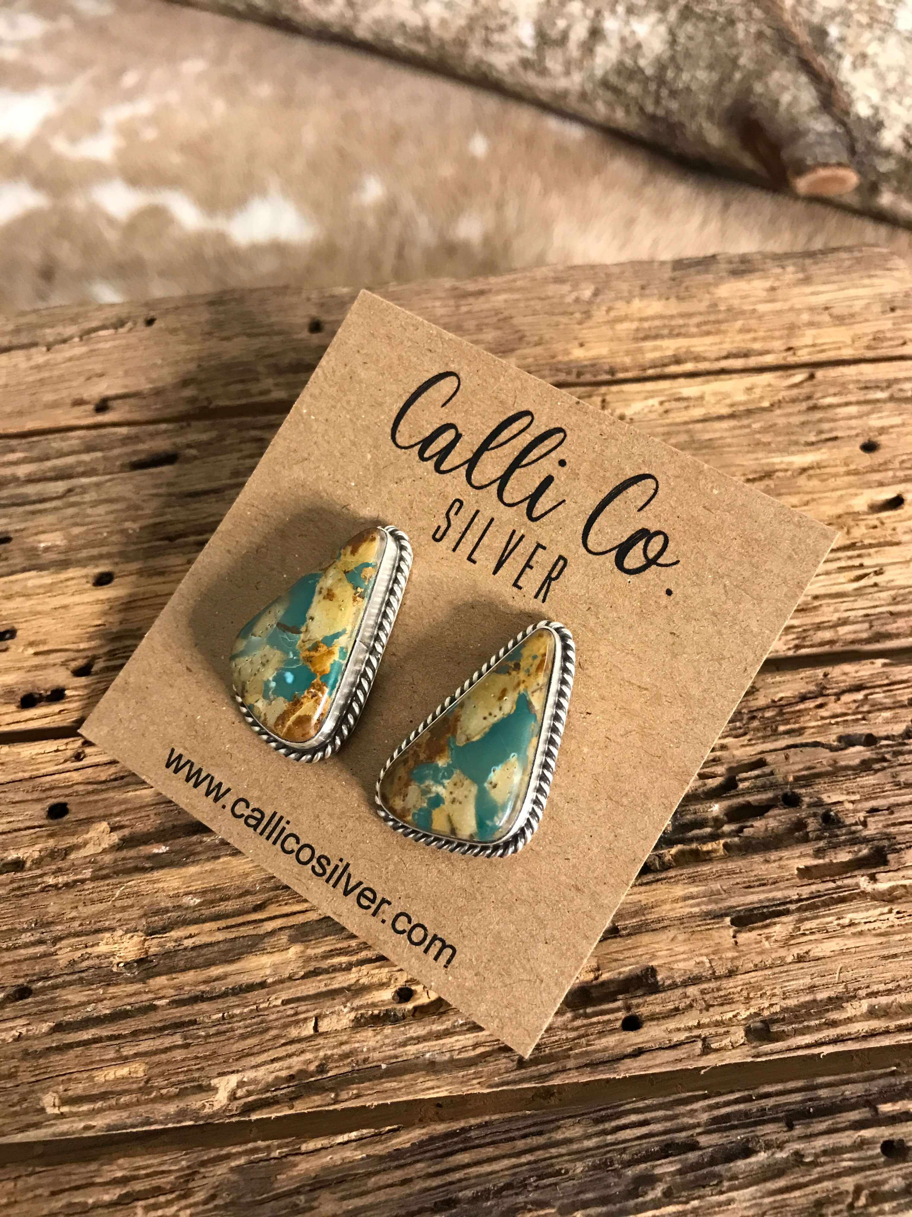 The Ribbon Studs, 15-Earrings-Calli Co., Turquoise and Silver Jewelry, Native American Handmade, Zuni Tribe, Navajo Tribe, Brock Texas