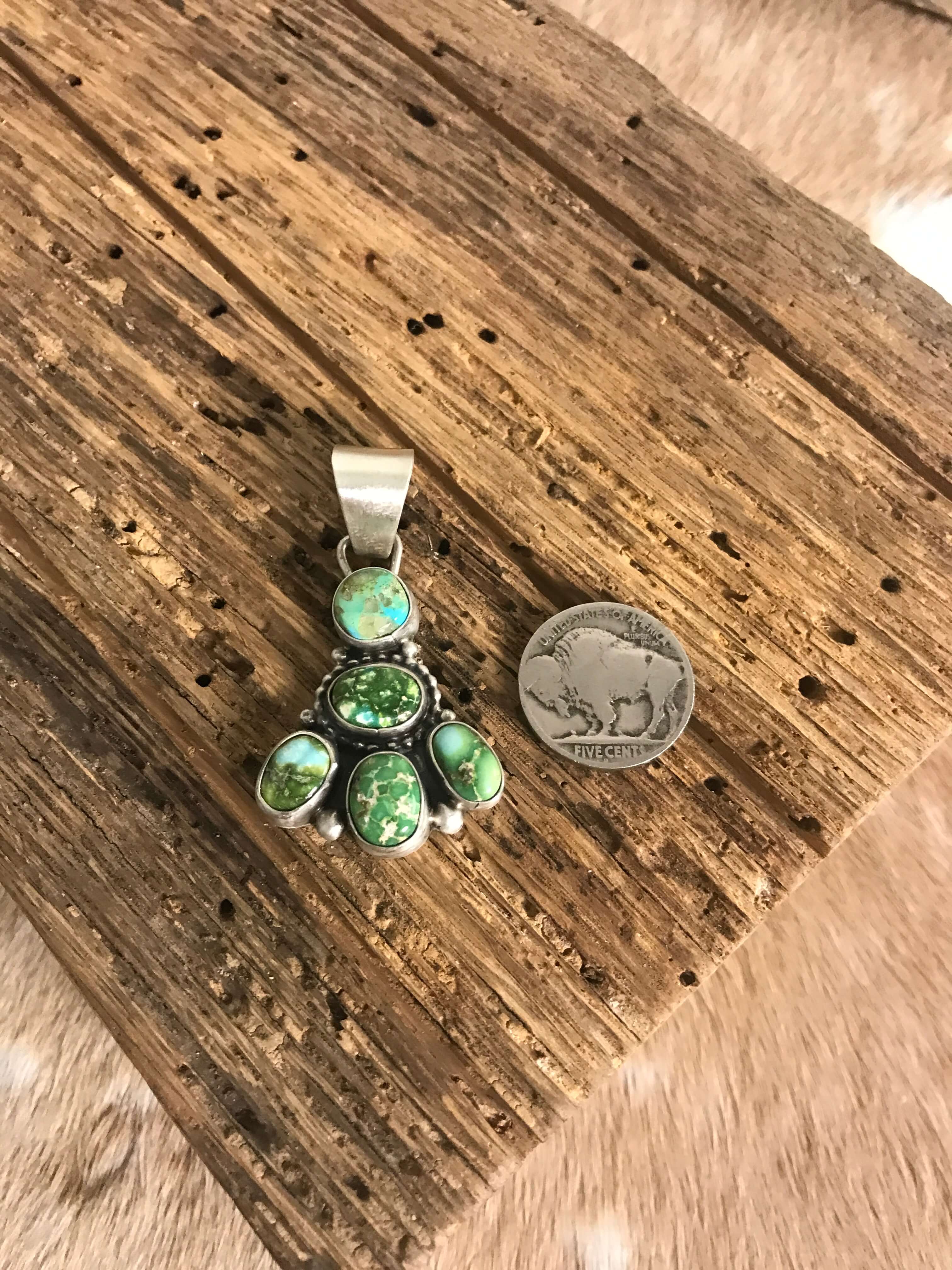 The Wenden Turquoise Pendant-Pendants-Calli Co., Turquoise and Silver Jewelry, Native American Handmade, Zuni Tribe, Navajo Tribe, Brock Texas