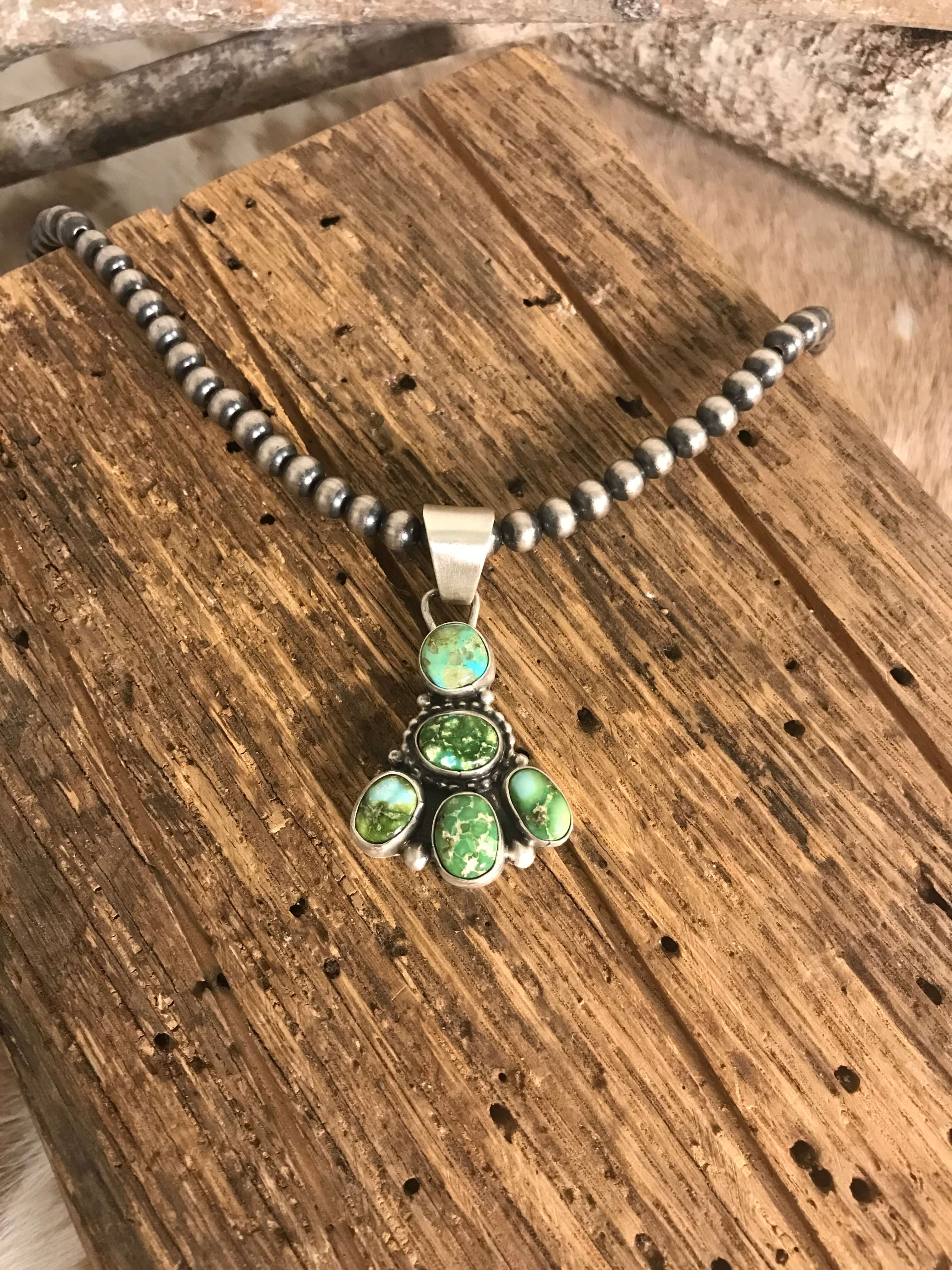 The Wenden Turquoise Pendant-Pendants-Calli Co., Turquoise and Silver Jewelry, Native American Handmade, Zuni Tribe, Navajo Tribe, Brock Texas