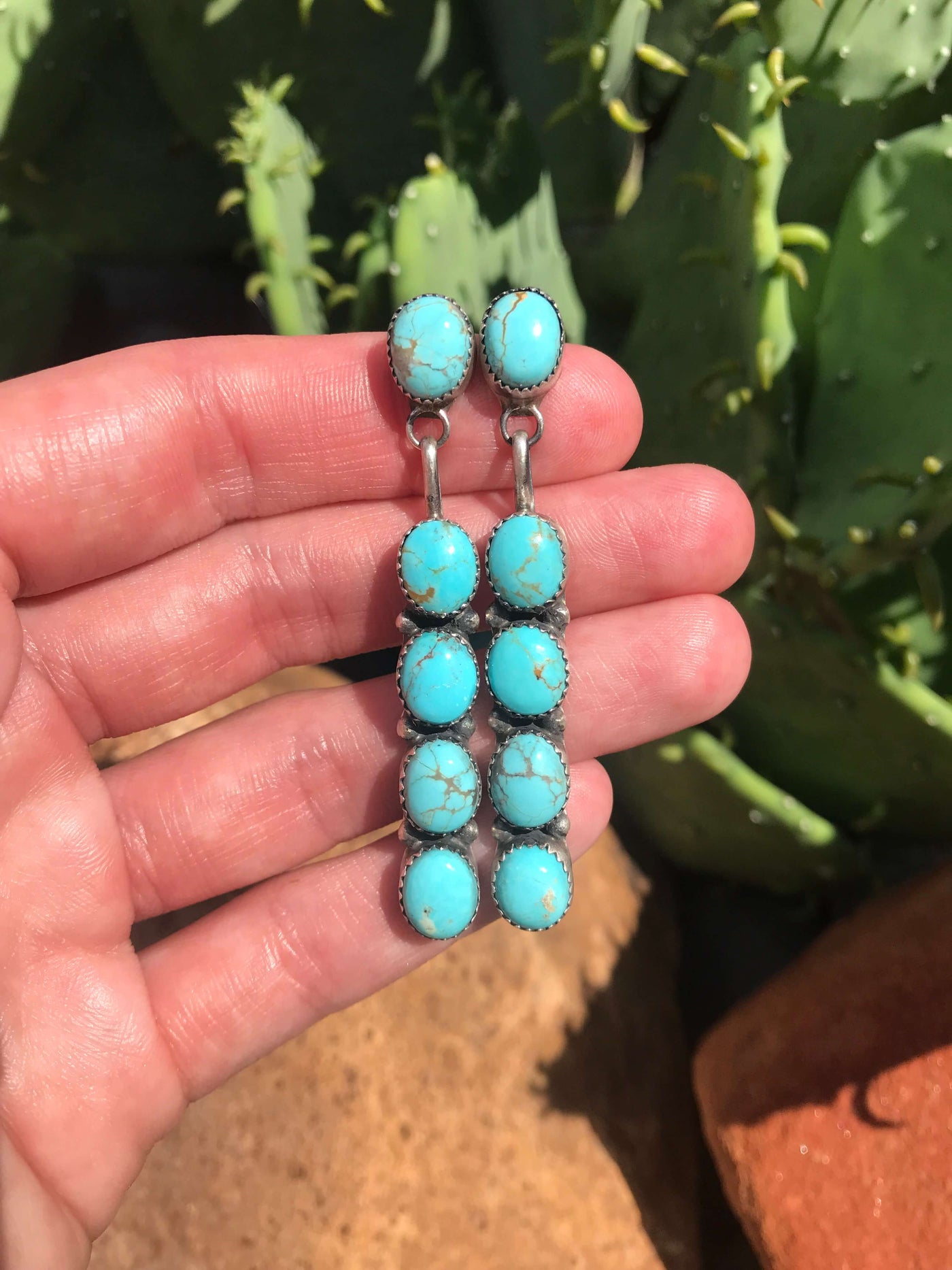 The Mykonos Earrings, 10-Earrings-Calli Co., Turquoise and Silver Jewelry, Native American Handmade, Zuni Tribe, Navajo Tribe, Brock Texas
