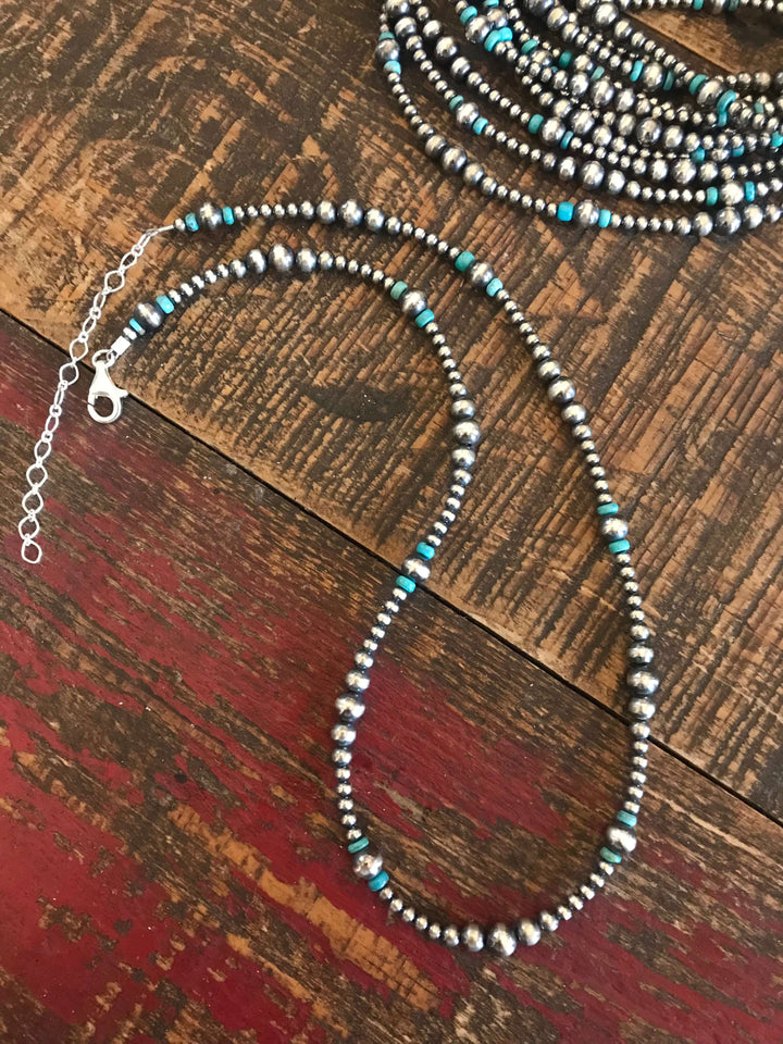 The Jackson Necklace in Turquoise-Necklaces-Calli Co., Turquoise and Silver Jewelry, Native American Handmade, Zuni Tribe, Navajo Tribe, Brock Texas