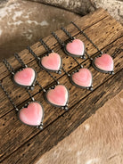The Benavides Pink Conch Heart Necklaces-Necklaces-Calli Co., Turquoise and Silver Jewelry, Native American Handmade, Zuni Tribe, Navajo Tribe, Brock Texas