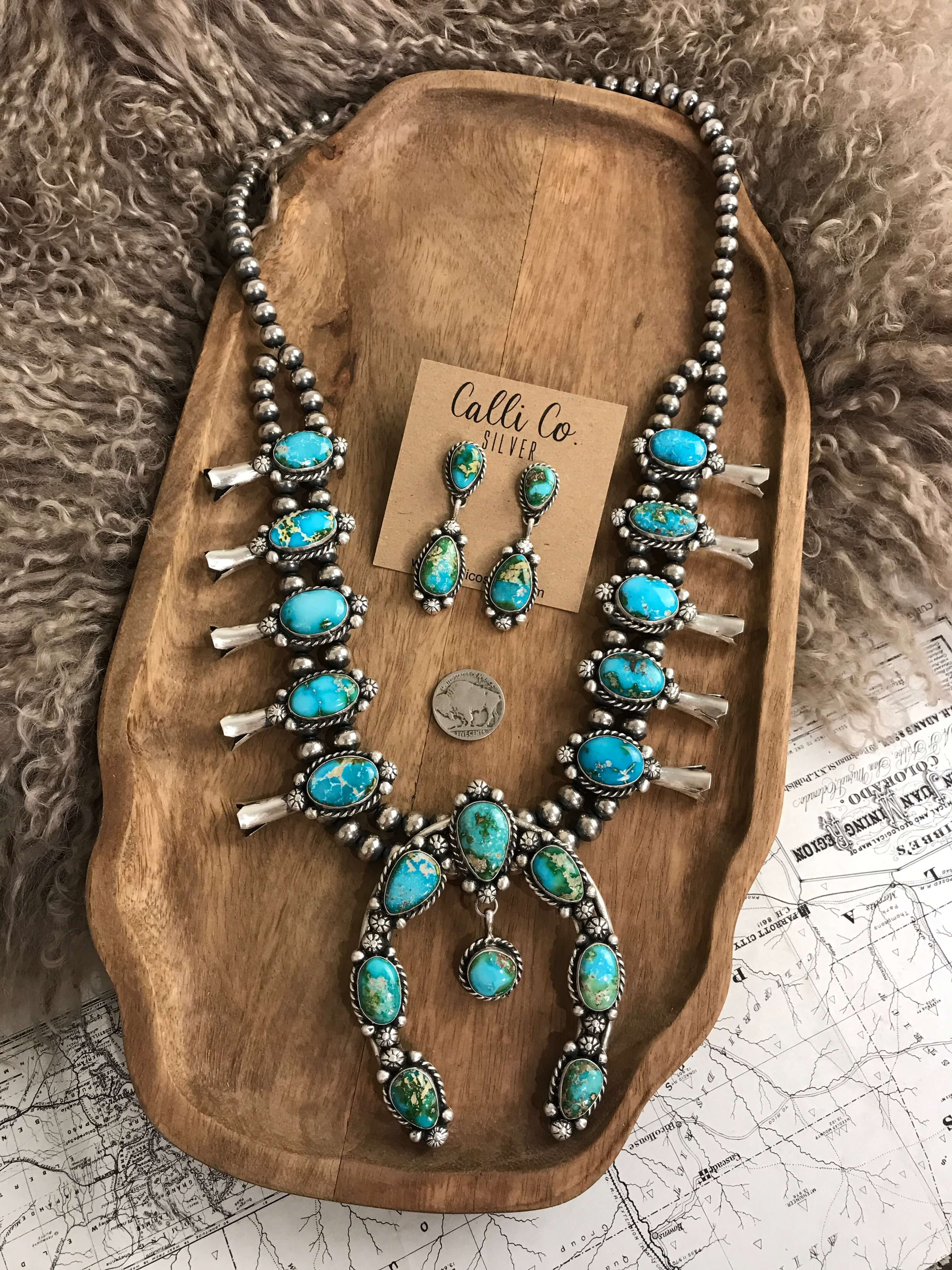 アクセサリー AVALILY The Wind River Squash Blossom Necklace Set | Calli Co. Silver