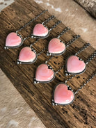 The Benavides Pink Conch Heart Necklaces-Necklaces-Calli Co., Turquoise and Silver Jewelry, Native American Handmade, Zuni Tribe, Navajo Tribe, Brock Texas