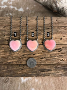 The Tori Pink Conch Heart Necklaces-Necklaces-Calli Co., Turquoise and Silver Jewelry, Native American Handmade, Zuni Tribe, Navajo Tribe, Brock Texas