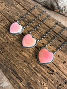 The Tori Pink Conch Heart Necklaces-Necklaces-Calli Co., Turquoise and Silver Jewelry, Native American Handmade, Zuni Tribe, Navajo Tribe, Brock Texas