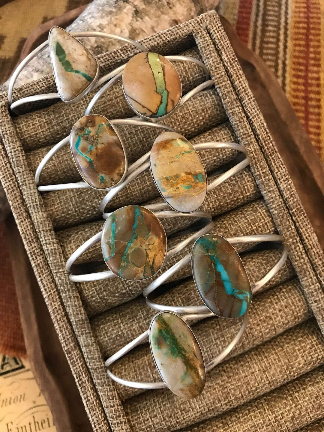 The Roberts Turquoise Cuffs-Bracelets & Cuffs-Calli Co., Turquoise and Silver Jewelry, Native American Handmade, Zuni Tribe, Navajo Tribe, Brock Texas