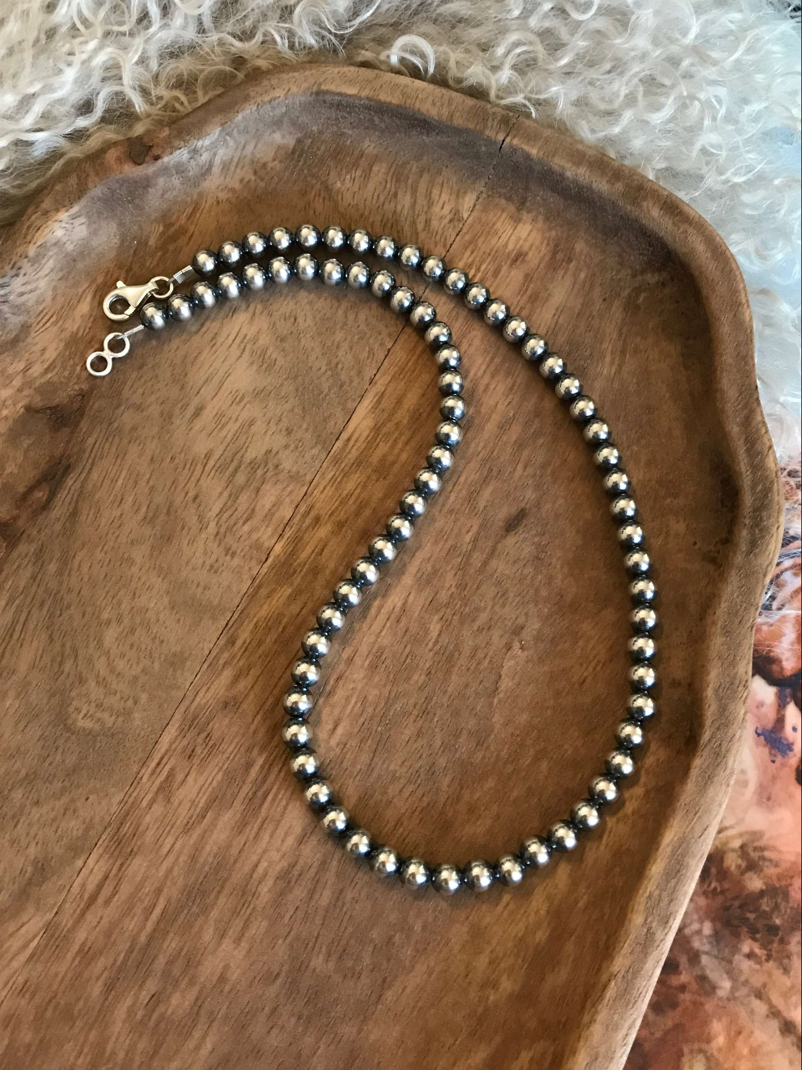The Macon 6mm Pearl Necklace-Necklaces-Calli Co., Turquoise and Silver Jewelry, Native American Handmade, Zuni Tribe, Navajo Tribe, Brock Texas