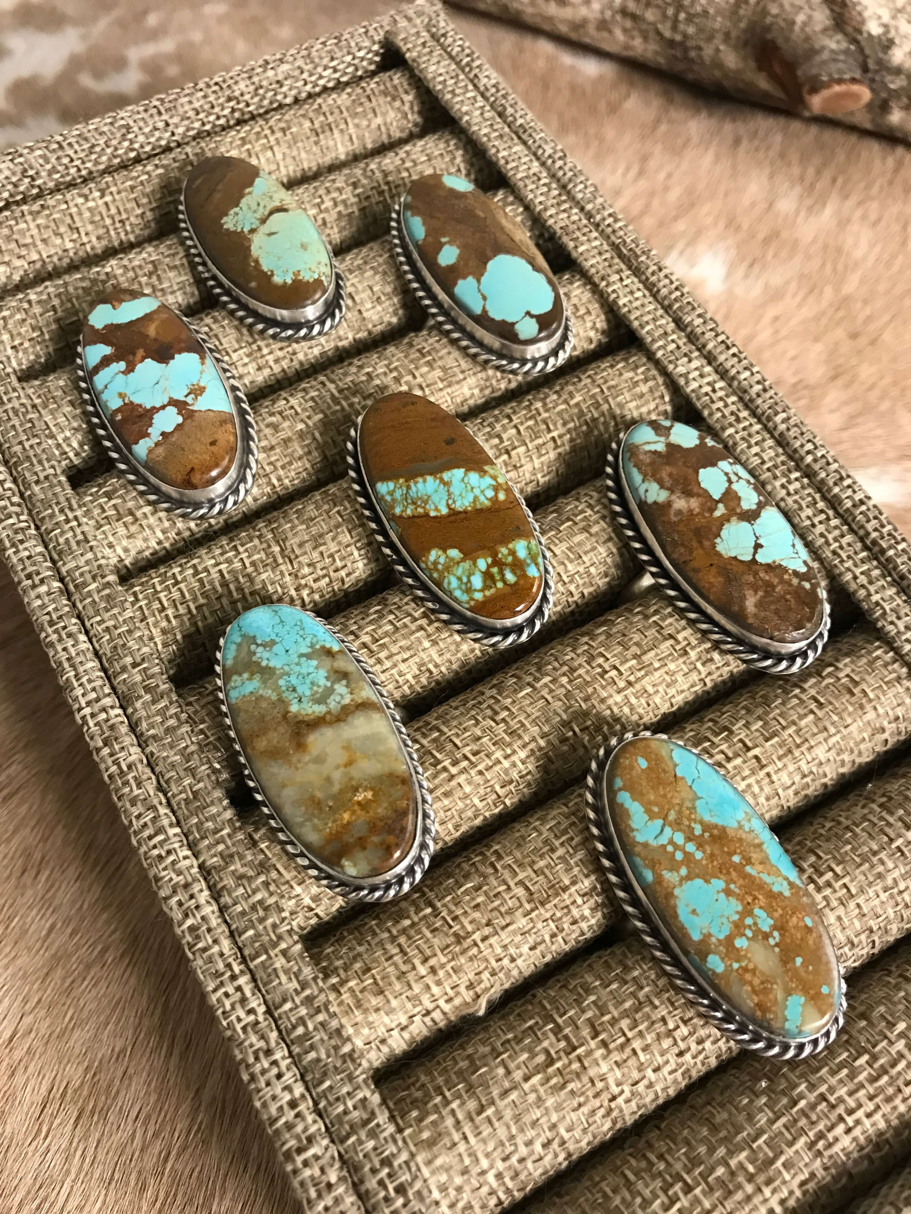 The Hiawatha Adjustable Rings-Rings-Calli Co., Turquoise and Silver Jewelry, Native American Handmade, Zuni Tribe, Navajo Tribe, Brock Texas