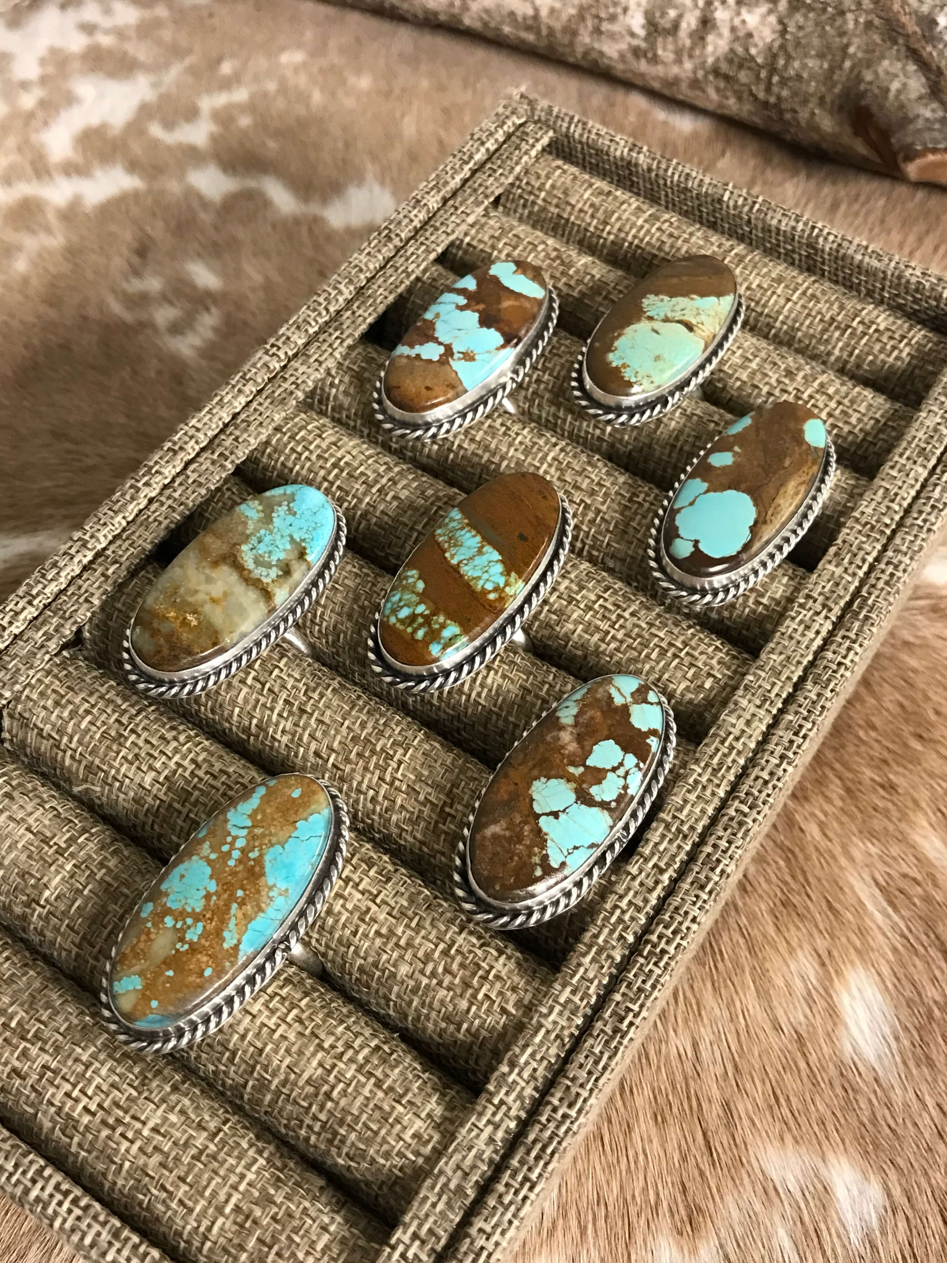 The Hiawatha Adjustable Rings-Rings-Calli Co., Turquoise and Silver Jewelry, Native American Handmade, Zuni Tribe, Navajo Tribe, Brock Texas