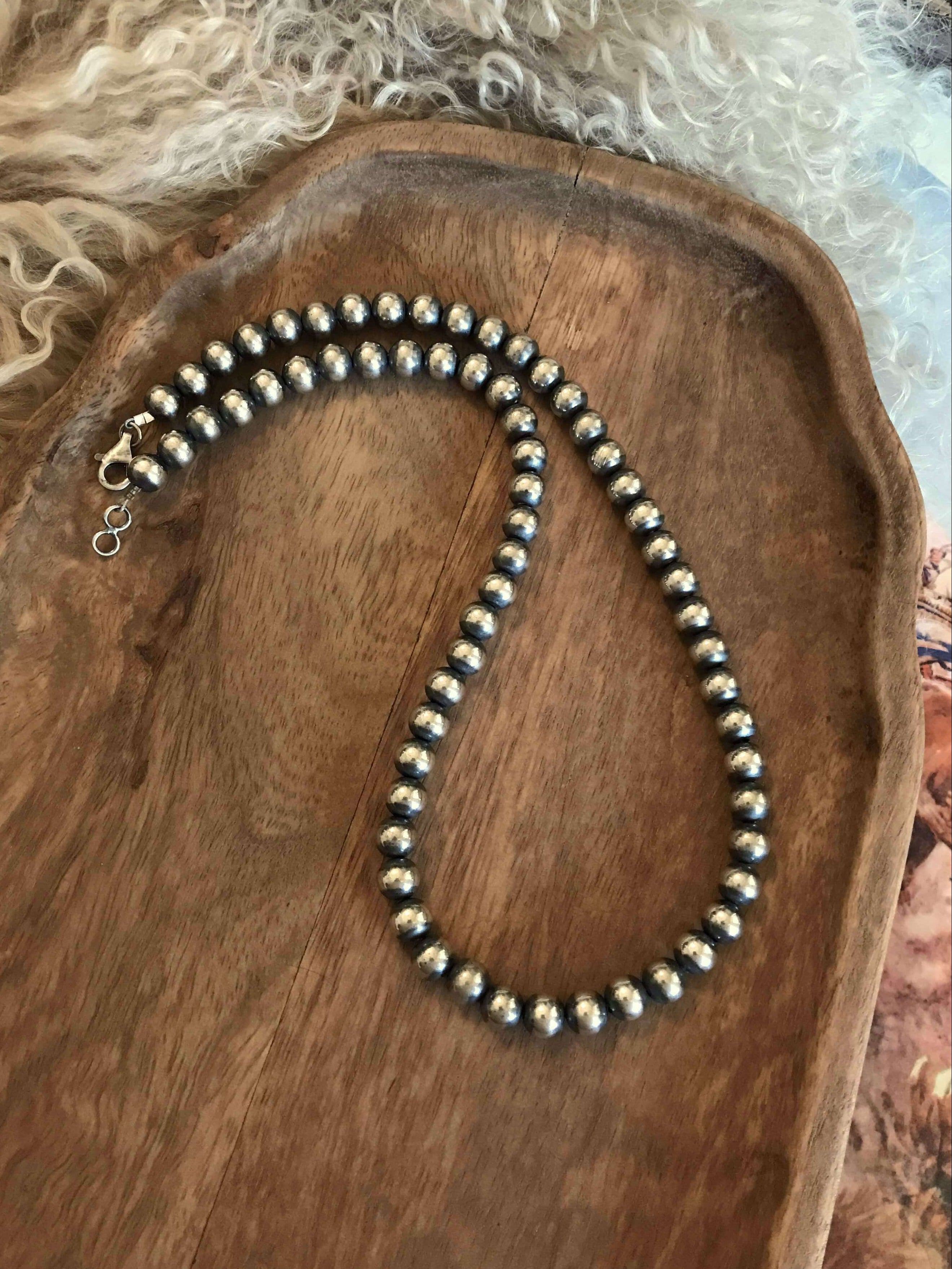The Madison 8mm Pearl Necklace-Necklaces-Calli Co., Turquoise and Silver Jewelry, Native American Handmade, Zuni Tribe, Navajo Tribe, Brock Texas