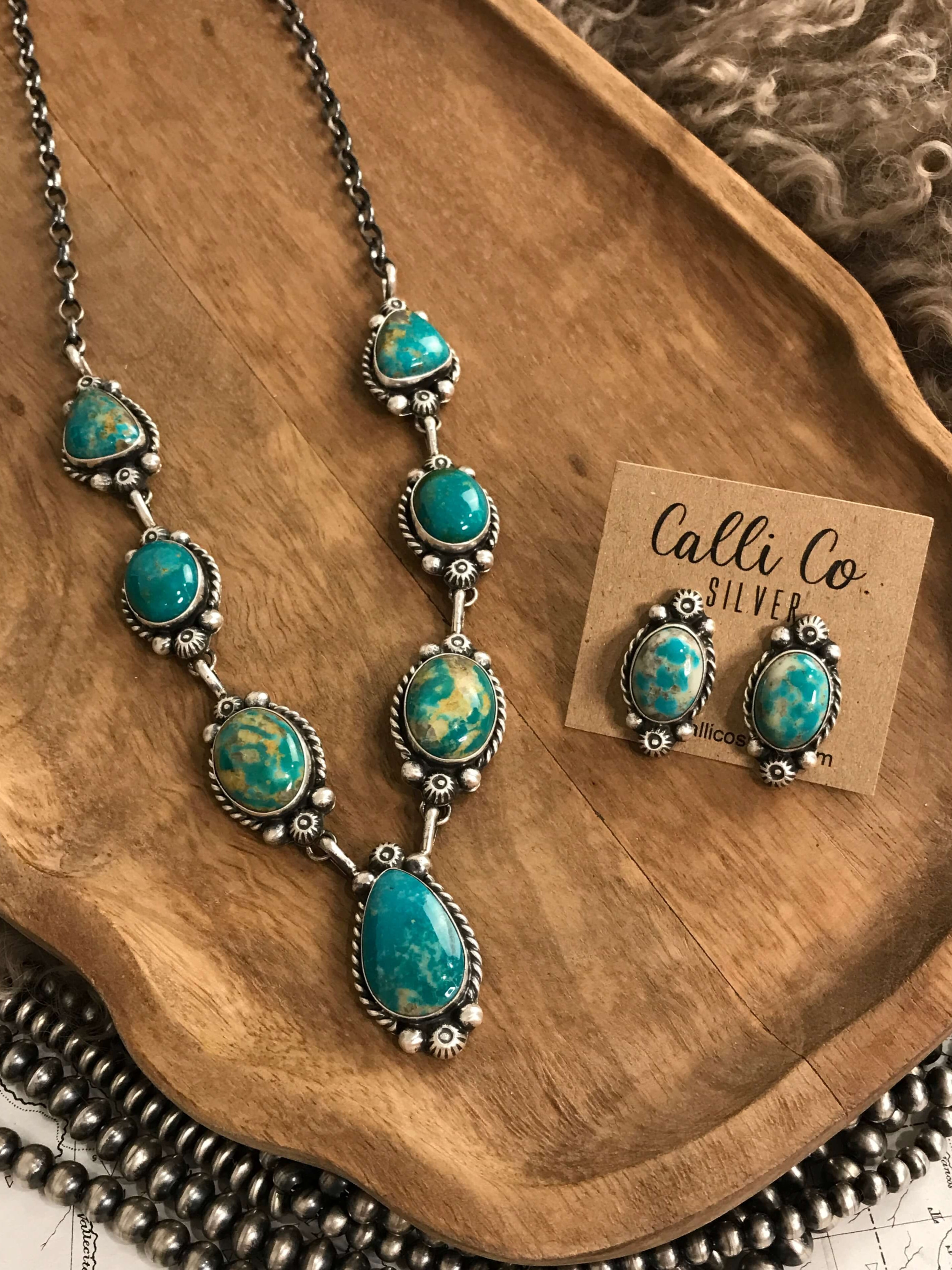 The Cove Turquoise Statement Necklace Set – Calli Co. Silver