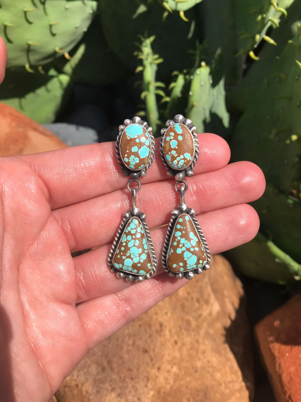 The Glendale Earrings, 12-Earrings-Calli Co., Turquoise and Silver Jewelry, Native American Handmade, Zuni Tribe, Navajo Tribe, Brock Texas