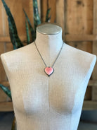 The Benavides Pink Conch Heart Necklaces-Necklaces-Calli Co., Turquoise and Silver Jewelry, Native American Handmade, Zuni Tribe, Navajo Tribe, Brock Texas