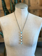 The Arroyo 5 Stone Lariat Necklace, 1-Necklaces-Calli Co., Turquoise and Silver Jewelry, Native American Handmade, Zuni Tribe, Navajo Tribe, Brock Texas