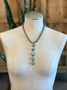 The Durango 5 Stone Lariat Pendant, 1-Necklaces-Calli Co., Turquoise and Silver Jewelry, Native American Handmade, Zuni Tribe, Navajo Tribe, Brock Texas