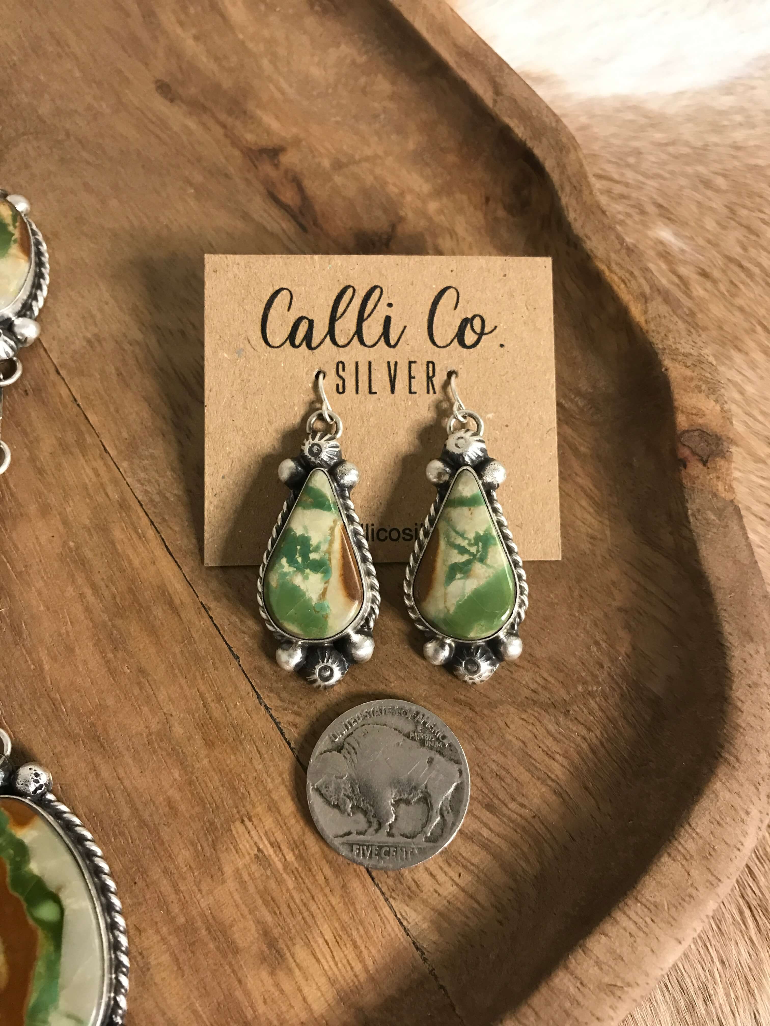 The Tehachapi Lariat Necklace Set-Necklaces-Calli Co., Turquoise and Silver Jewelry, Native American Handmade, Zuni Tribe, Navajo Tribe, Brock Texas