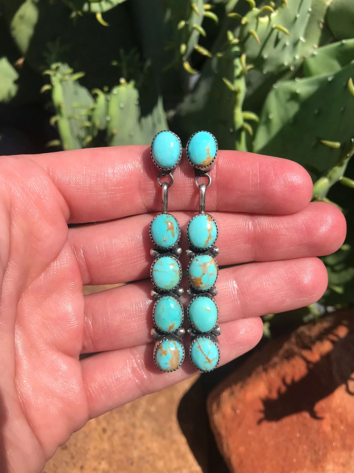 The Mykonos Earrings, 5-Earrings-Calli Co., Turquoise and Silver Jewelry, Native American Handmade, Zuni Tribe, Navajo Tribe, Brock Texas