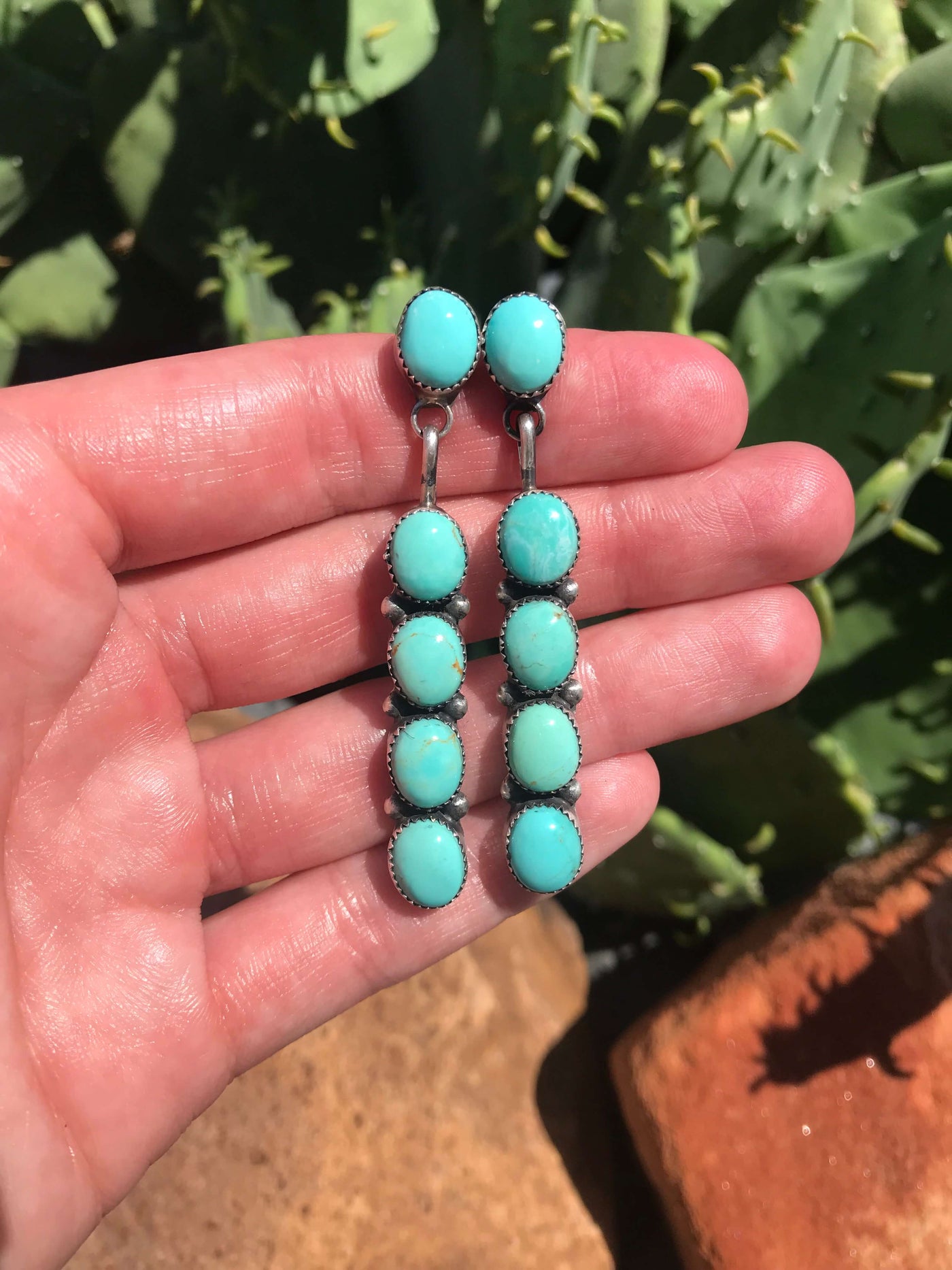 The Mykonos Earrings, 12-Earrings-Calli Co., Turquoise and Silver Jewelry, Native American Handmade, Zuni Tribe, Navajo Tribe, Brock Texas