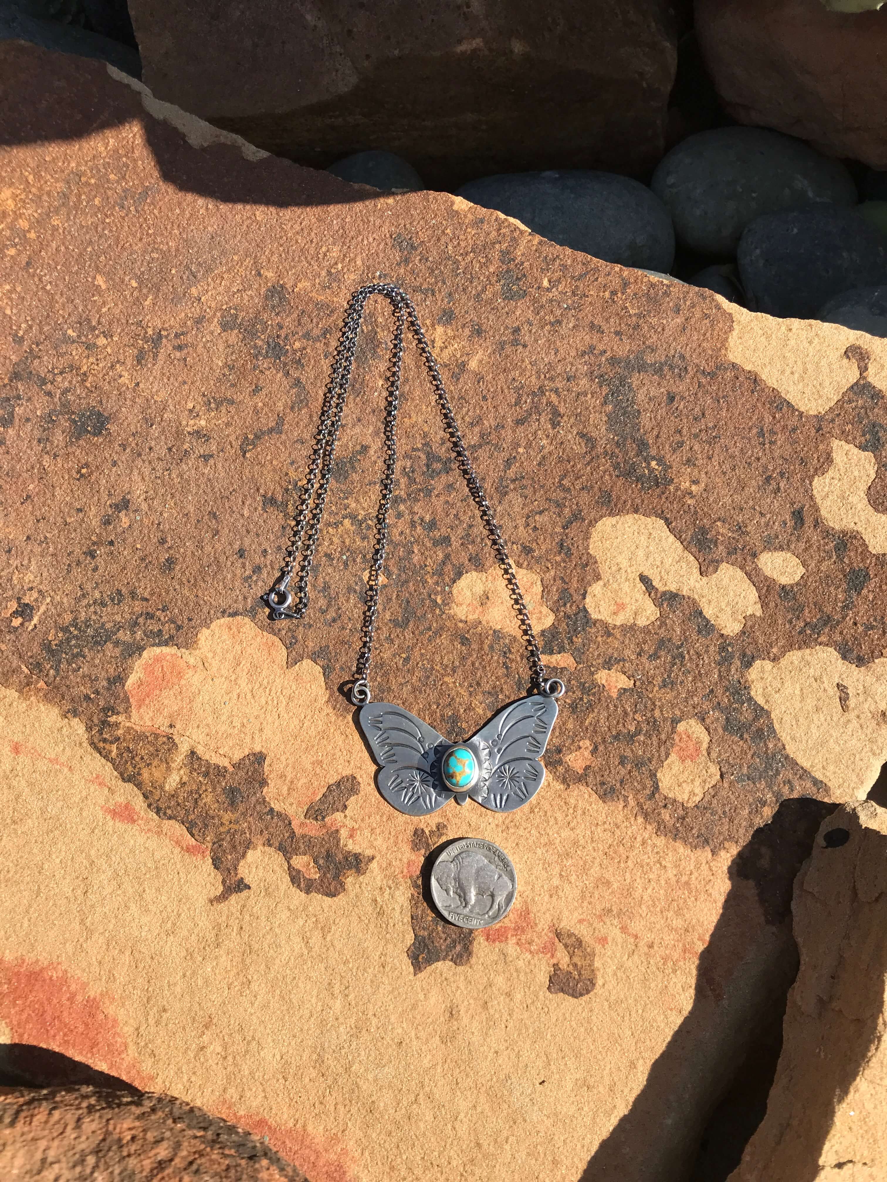 The Butterfly Necklace, 7-Necklaces-Calli Co., Turquoise and Silver Jewelry, Native American Handmade, Zuni Tribe, Navajo Tribe, Brock Texas
