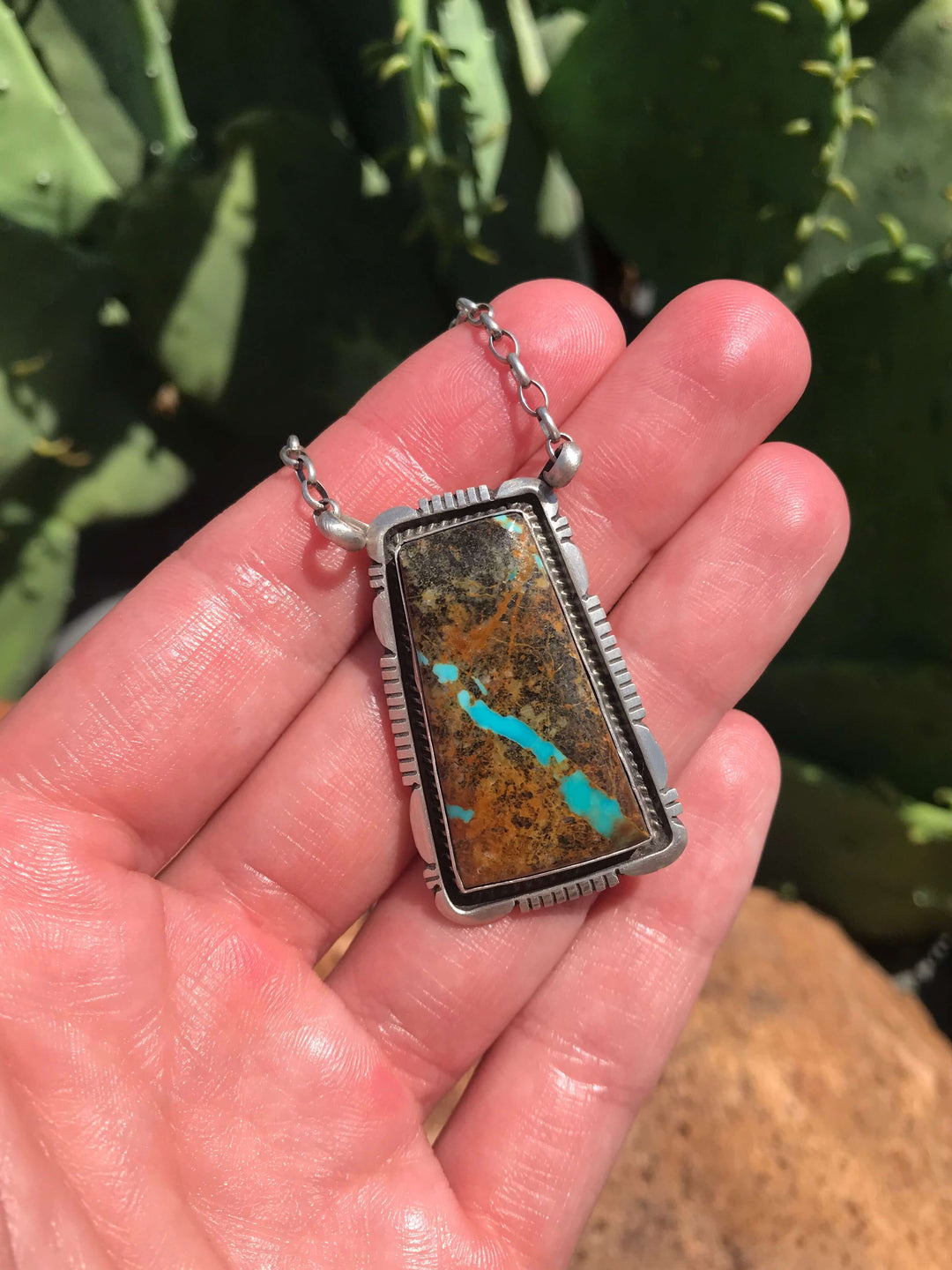 The Brock Turquoise Necklace, 6-Necklaces-Calli Co., Turquoise and Silver Jewelry, Native American Handmade, Zuni Tribe, Navajo Tribe, Brock Texas