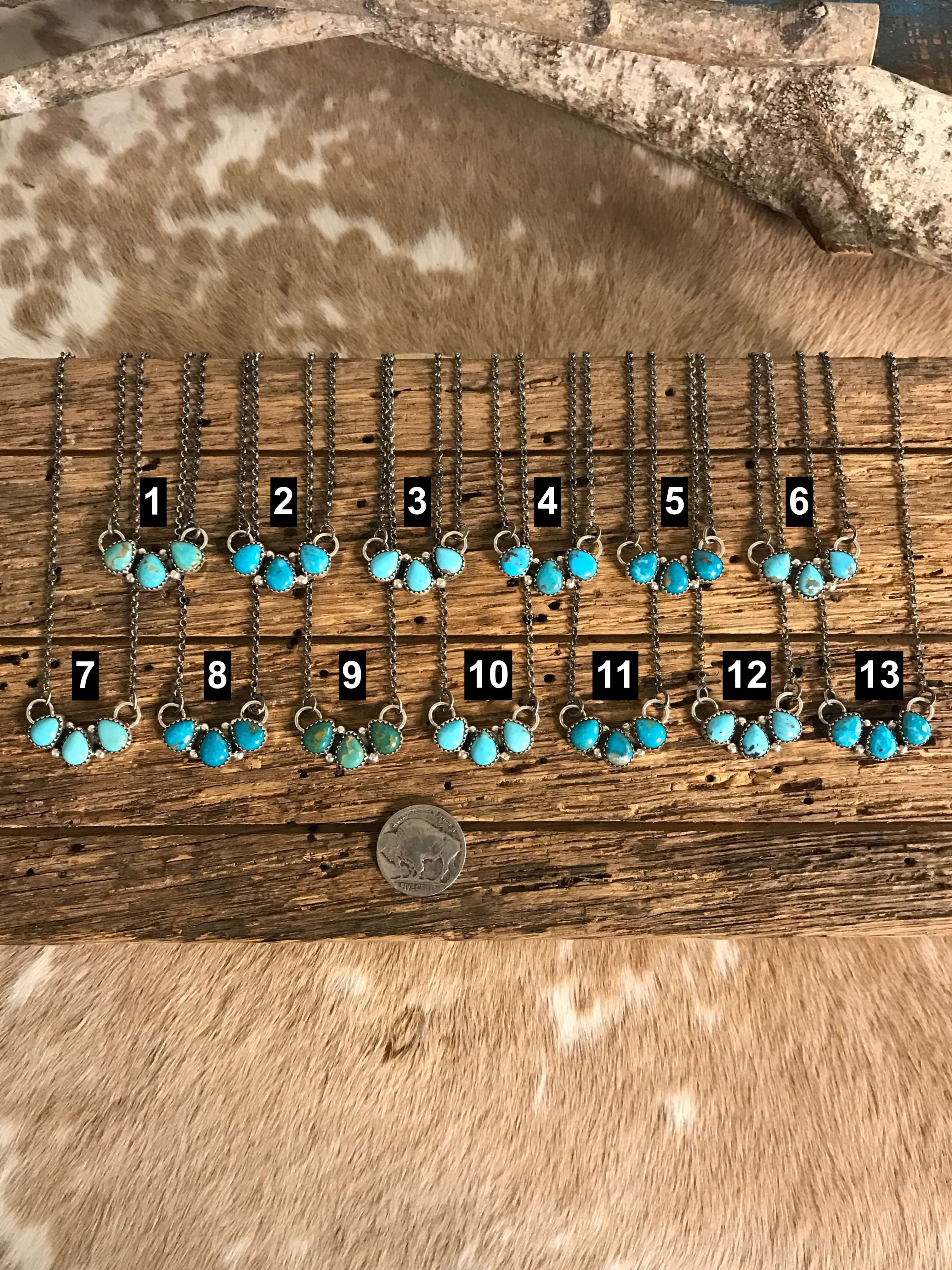The Rexford Turquoise 3 Stone Necklaces-Necklaces-Calli Co., Turquoise and Silver Jewelry, Native American Handmade, Zuni Tribe, Navajo Tribe, Brock Texas