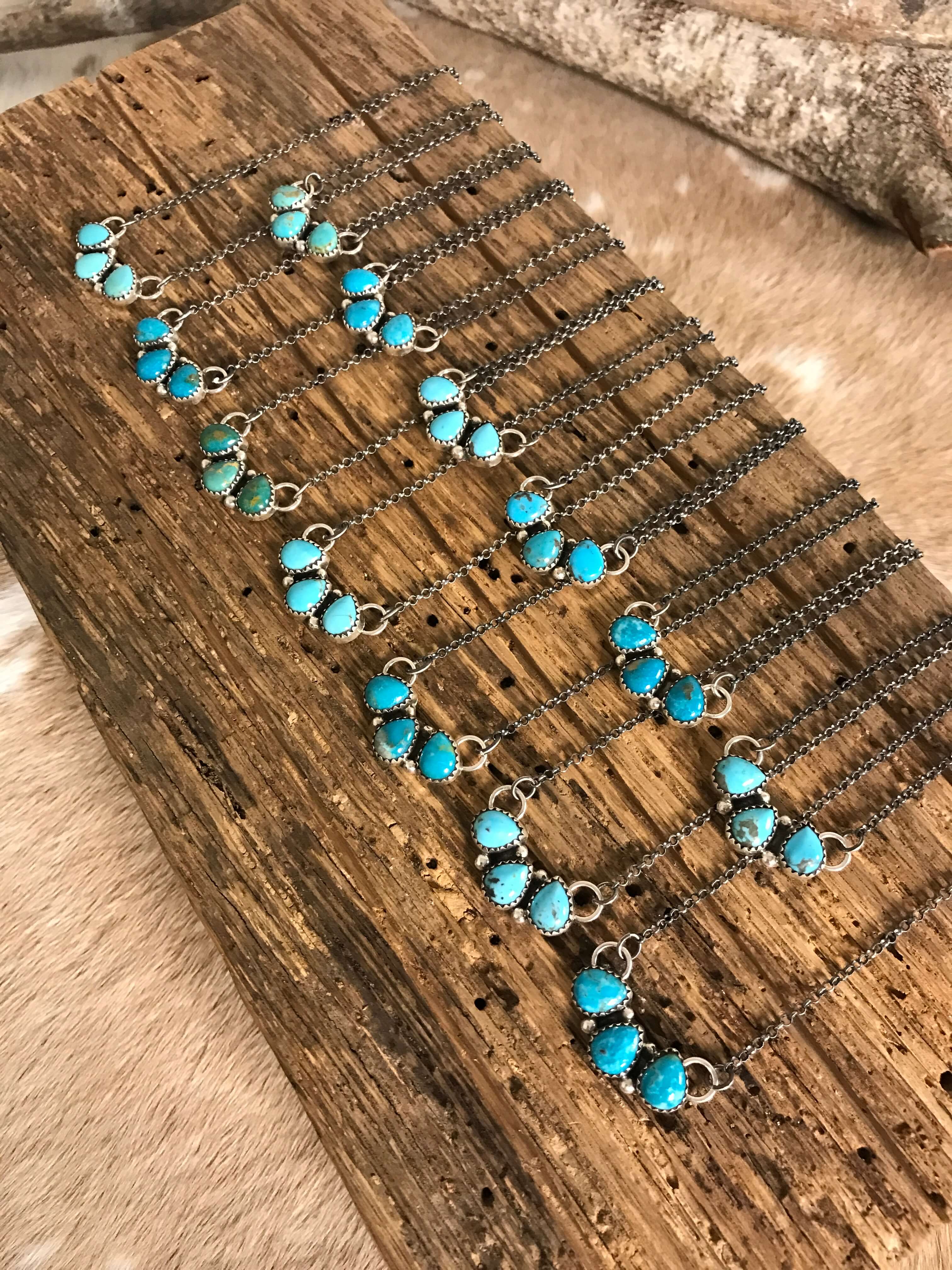 The Rexford Turquoise 3 Stone Necklaces-Necklaces-Calli Co., Turquoise and Silver Jewelry, Native American Handmade, Zuni Tribe, Navajo Tribe, Brock Texas