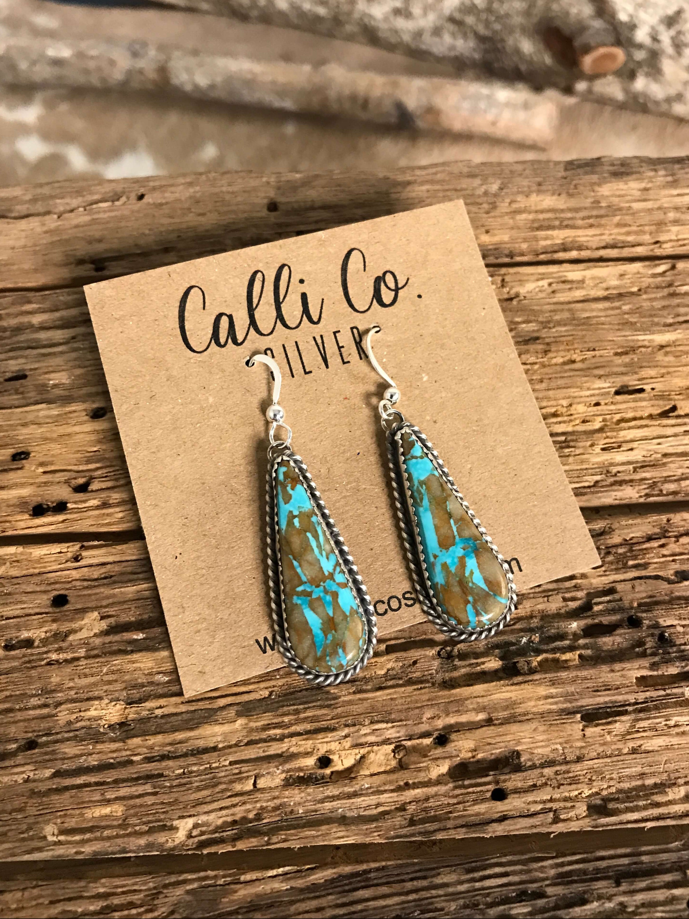 The Turquoise Dangles, 19-Earrings-Calli Co., Turquoise and Silver Jewelry, Native American Handmade, Zuni Tribe, Navajo Tribe, Brock Texas