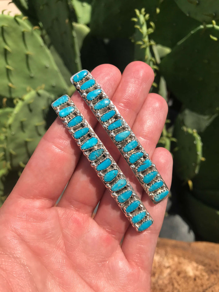 The Alpine Earrings-Earrings-Calli Co., Turquoise and Silver Jewelry, Native American Handmade, Zuni Tribe, Navajo Tribe, Brock Texas
