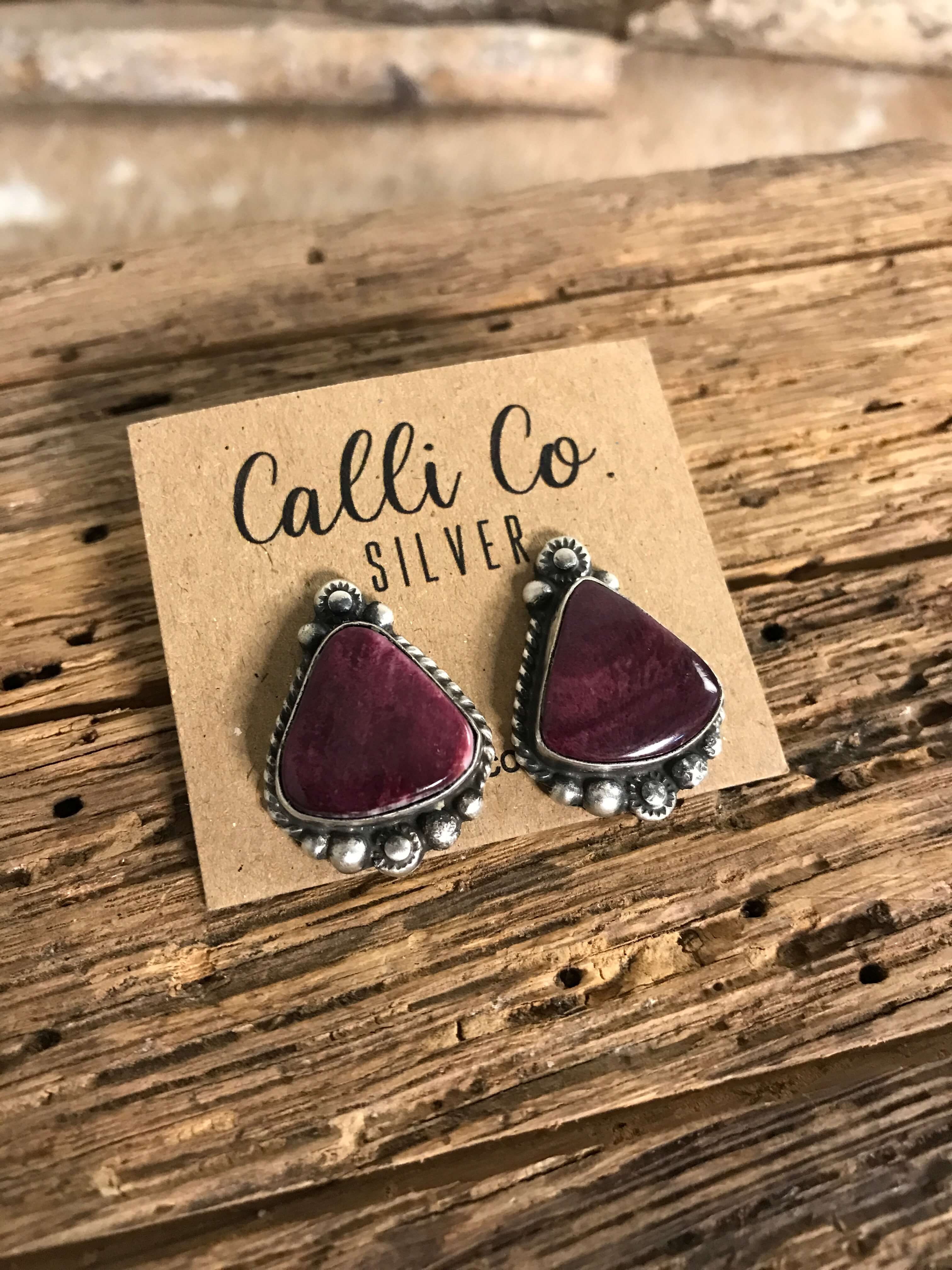 The Spiny Studs, 9-Earrings-Calli Co., Turquoise and Silver Jewelry, Native American Handmade, Zuni Tribe, Navajo Tribe, Brock Texas