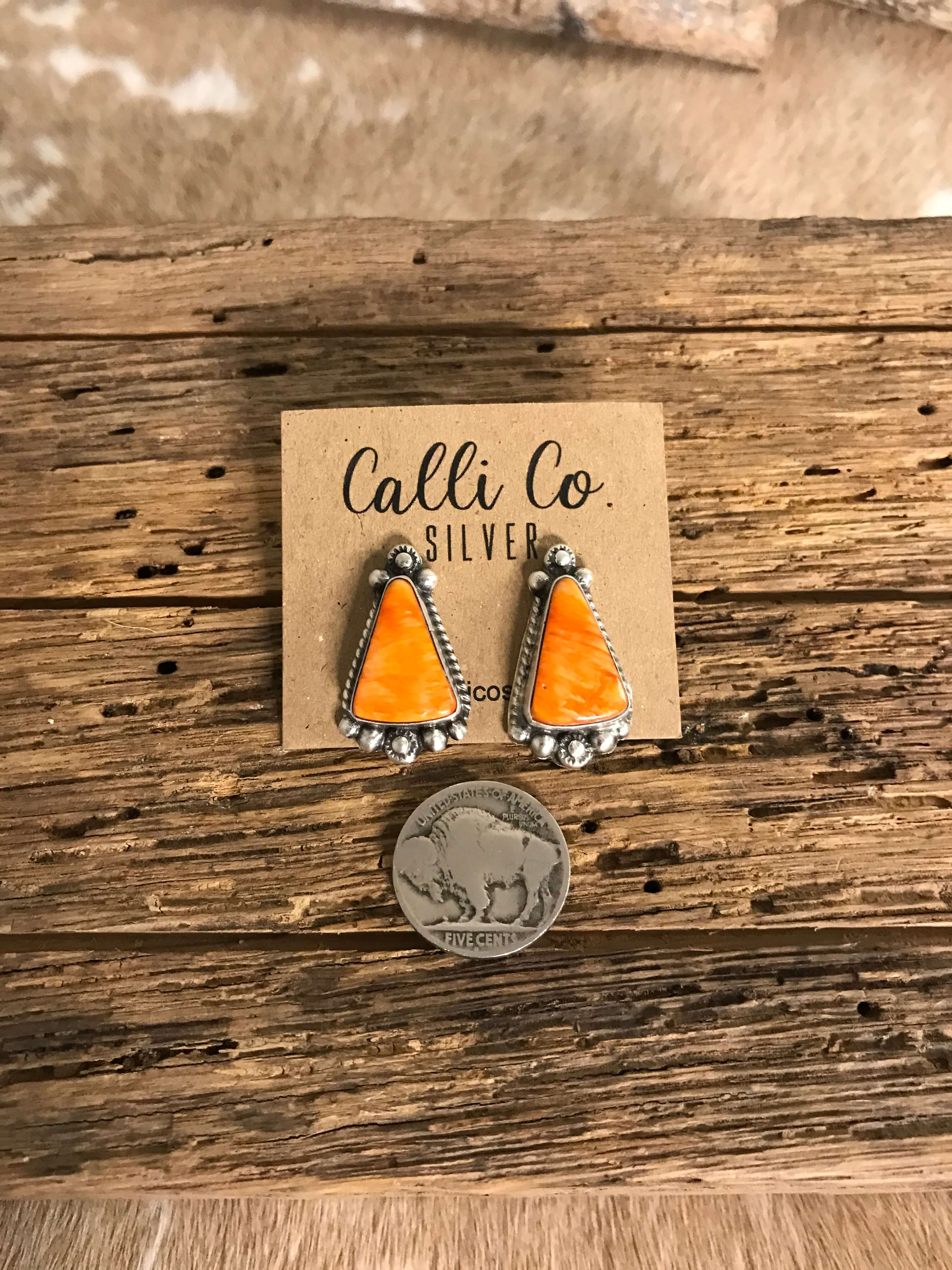 The Spiny Studs, 10-Earrings-Calli Co., Turquoise and Silver Jewelry, Native American Handmade, Zuni Tribe, Navajo Tribe, Brock Texas