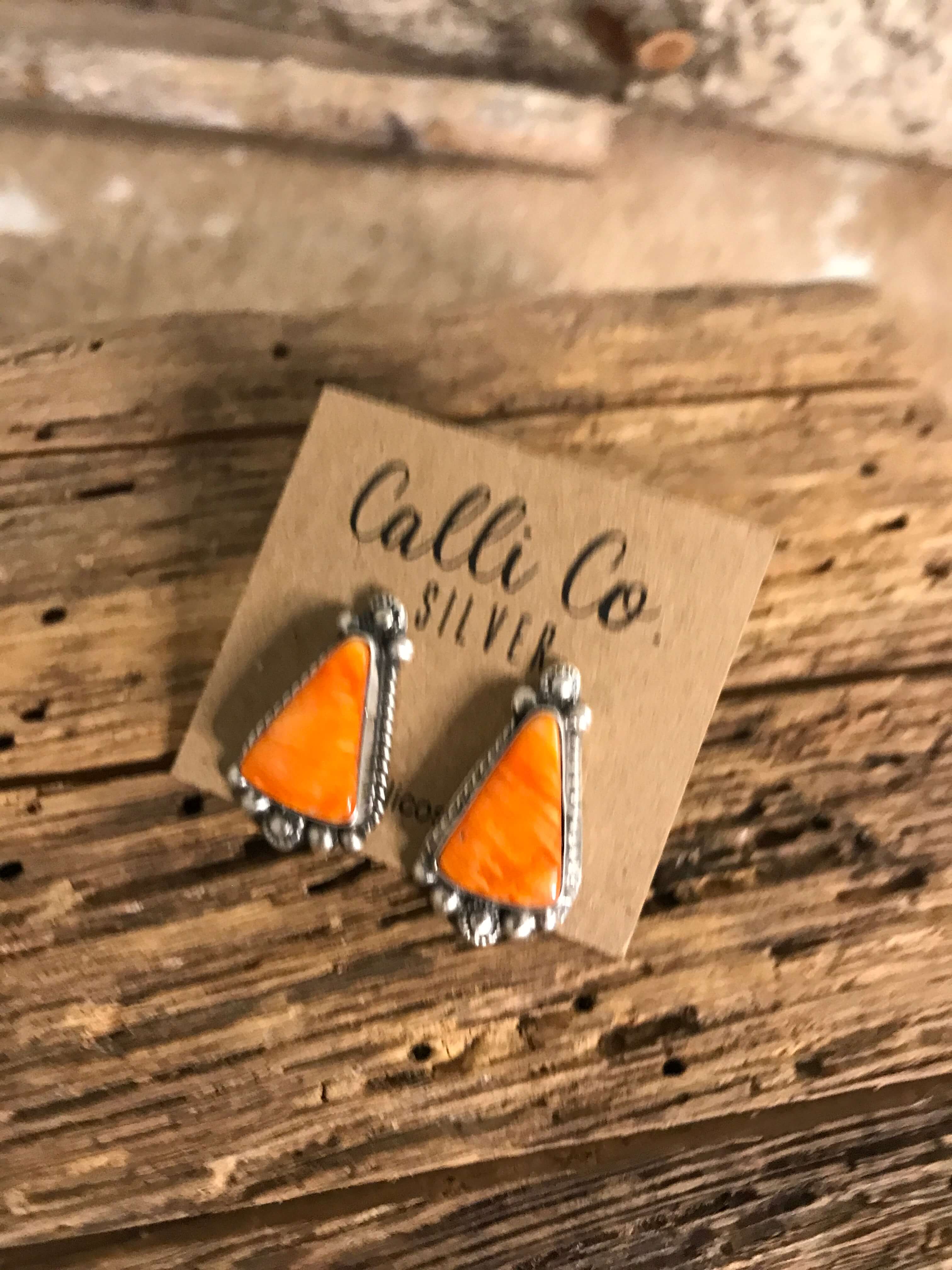 The Spiny Studs, 10-Earrings-Calli Co., Turquoise and Silver Jewelry, Native American Handmade, Zuni Tribe, Navajo Tribe, Brock Texas
