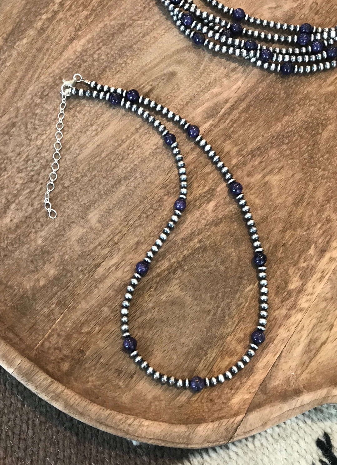 The Bend Charoite Necklace, 19"-Necklaces-Calli Co., Turquoise and Silver Jewelry, Native American Handmade, Zuni Tribe, Navajo Tribe, Brock Texas