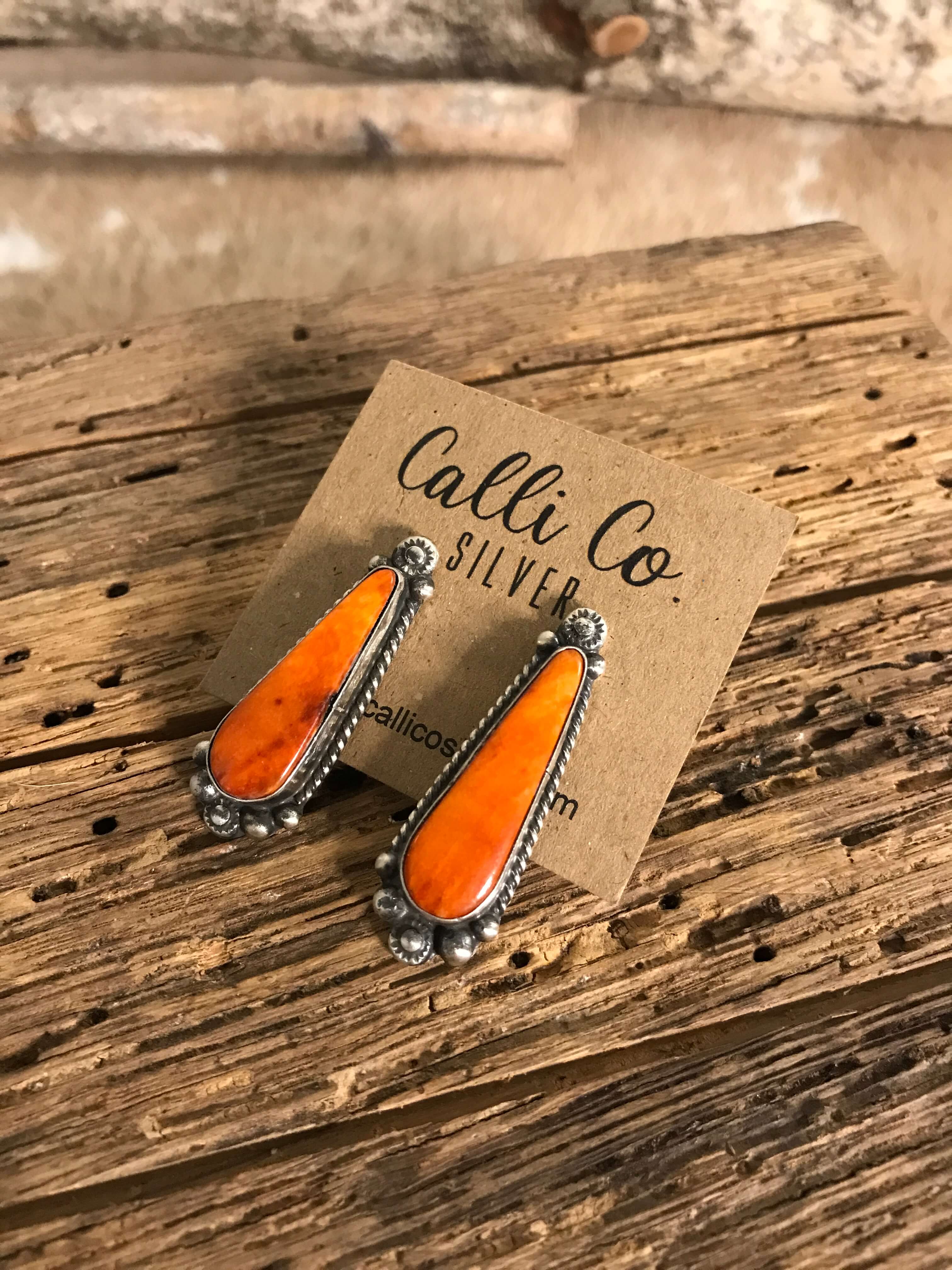 The Spiny Studs, 12-Earrings-Calli Co., Turquoise and Silver Jewelry, Native American Handmade, Zuni Tribe, Navajo Tribe, Brock Texas