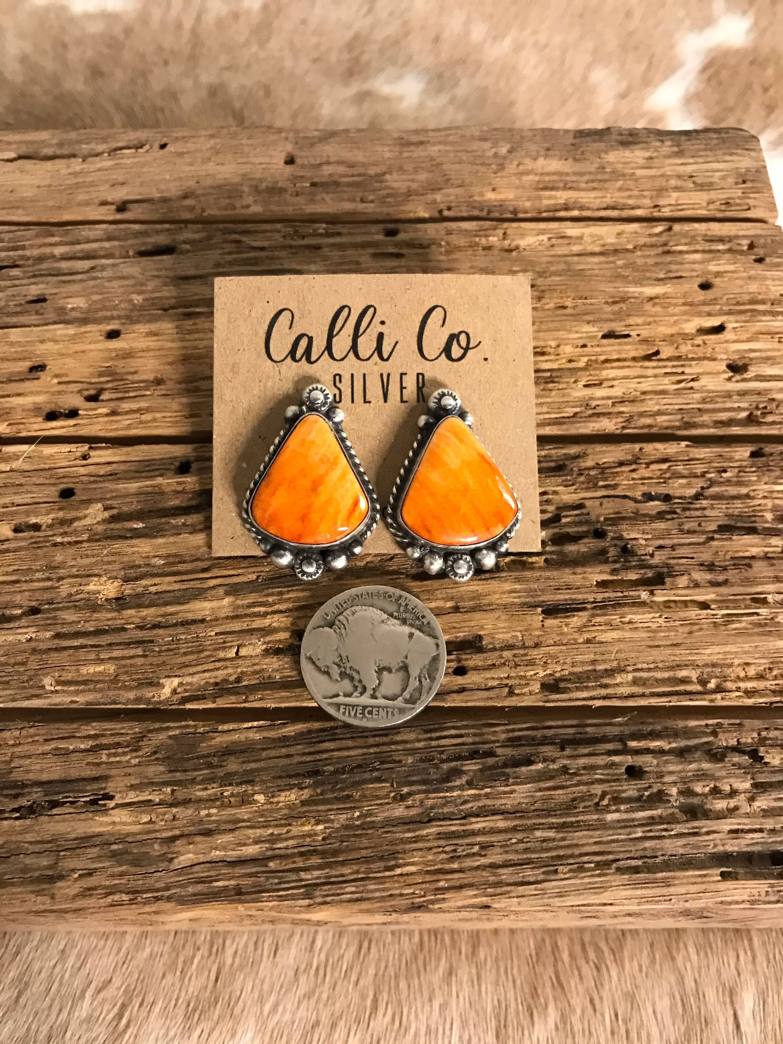 The Spiny Studs, 14-Earrings-Calli Co., Turquoise and Silver Jewelry, Native American Handmade, Zuni Tribe, Navajo Tribe, Brock Texas