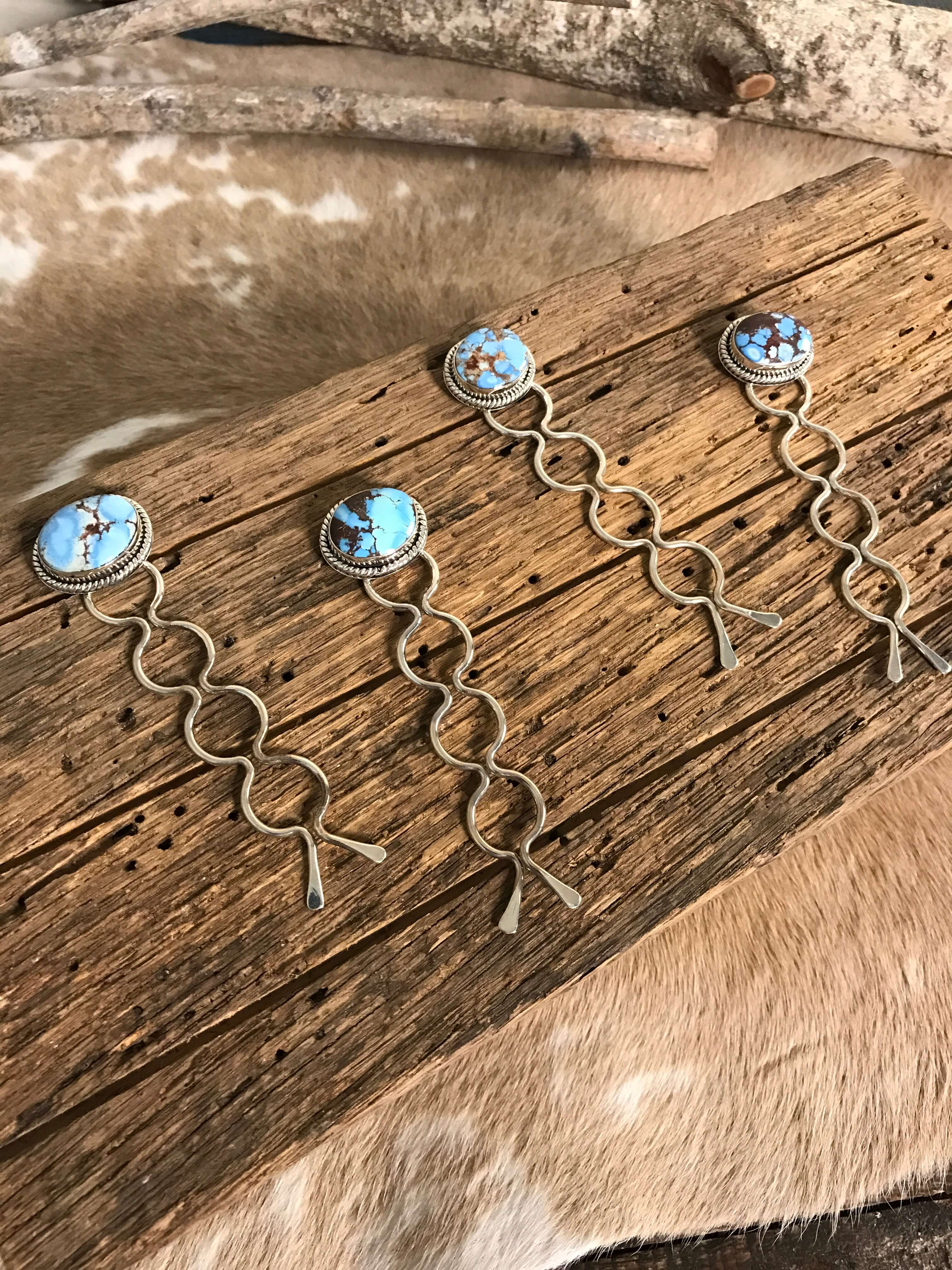The Virginia Golden Hills Hair Pins-Hair Accessories-Calli Co., Turquoise and Silver Jewelry, Native American Handmade, Zuni Tribe, Navajo Tribe, Brock Texas